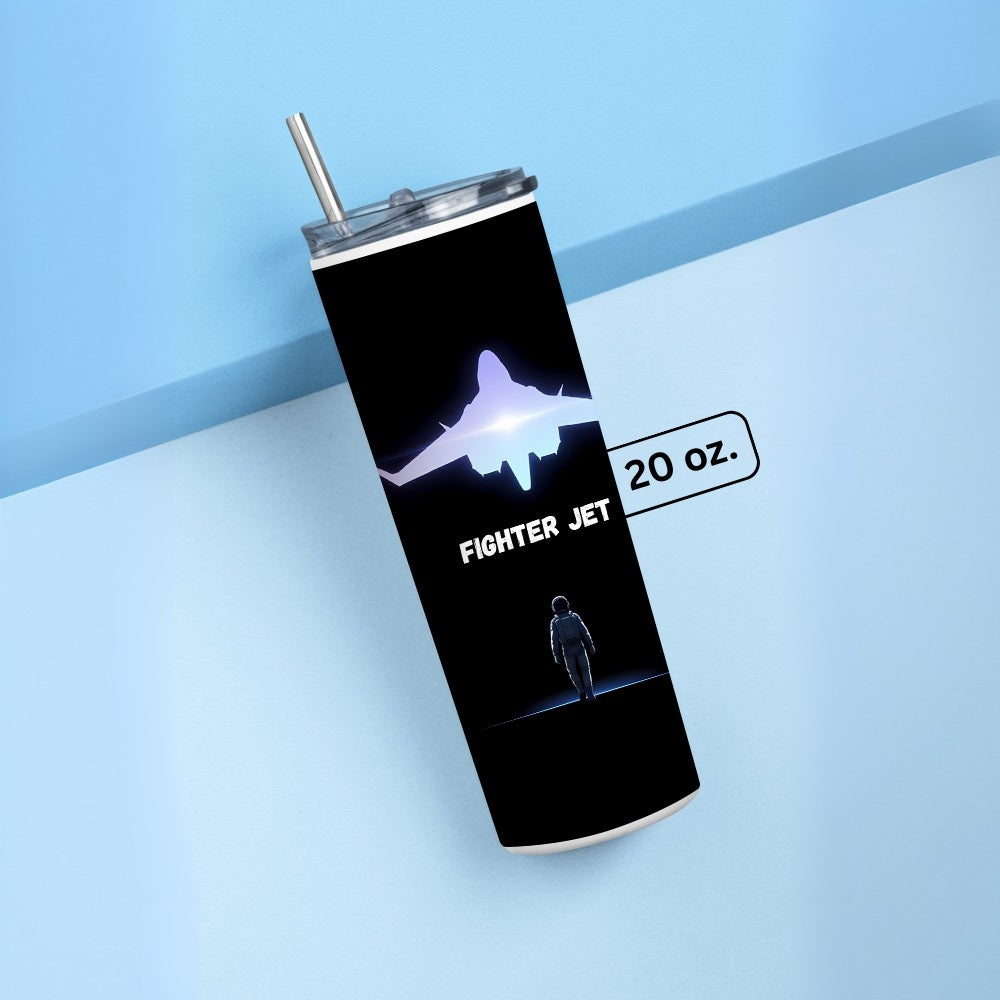 "Fighter Jet" Tumbler with Metal Straw