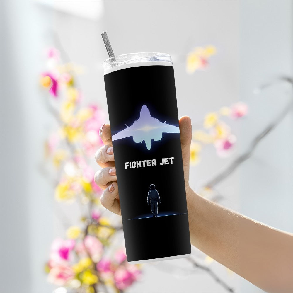"Fighter Jet" Tumbler with Metal Straw