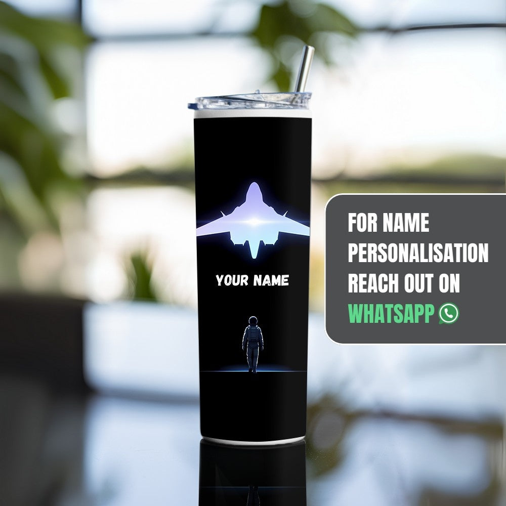 "Fighter Jet" Tumbler with Metal Straw