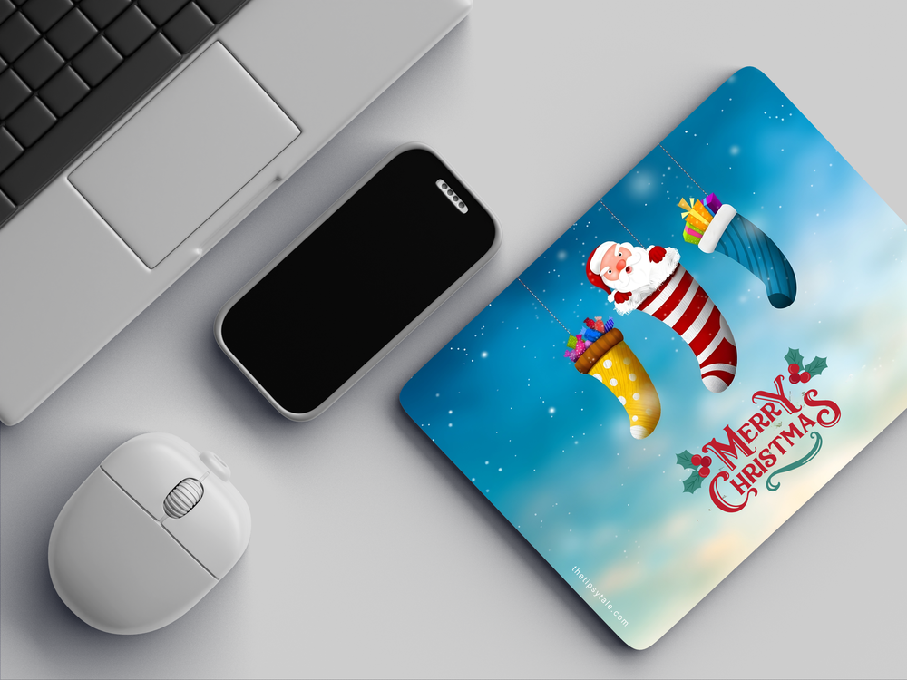"SANTA IN A SOCK" Mousepad Enhance Your Workspace with Style