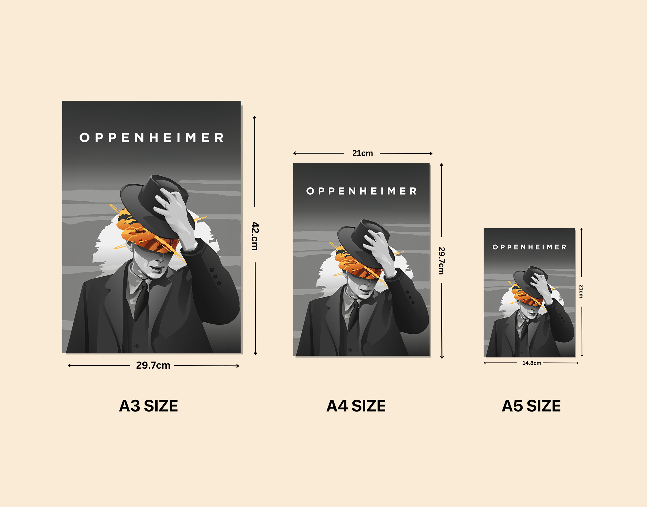 "OPPENHEIMER"- Shiny & Sturdy Metallic Poster Art That Pops & Sticks
