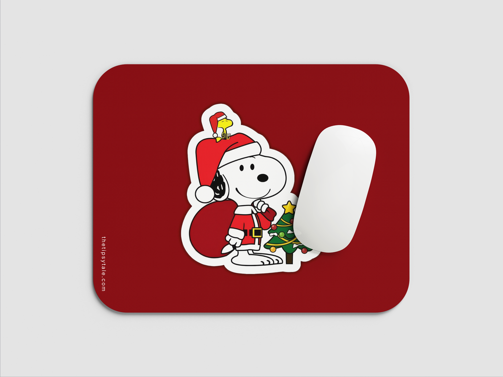 "SNOOPY AND WOODSTOCK : SANTA CLAUS" Mousepad Enhance Your Workspace with Style