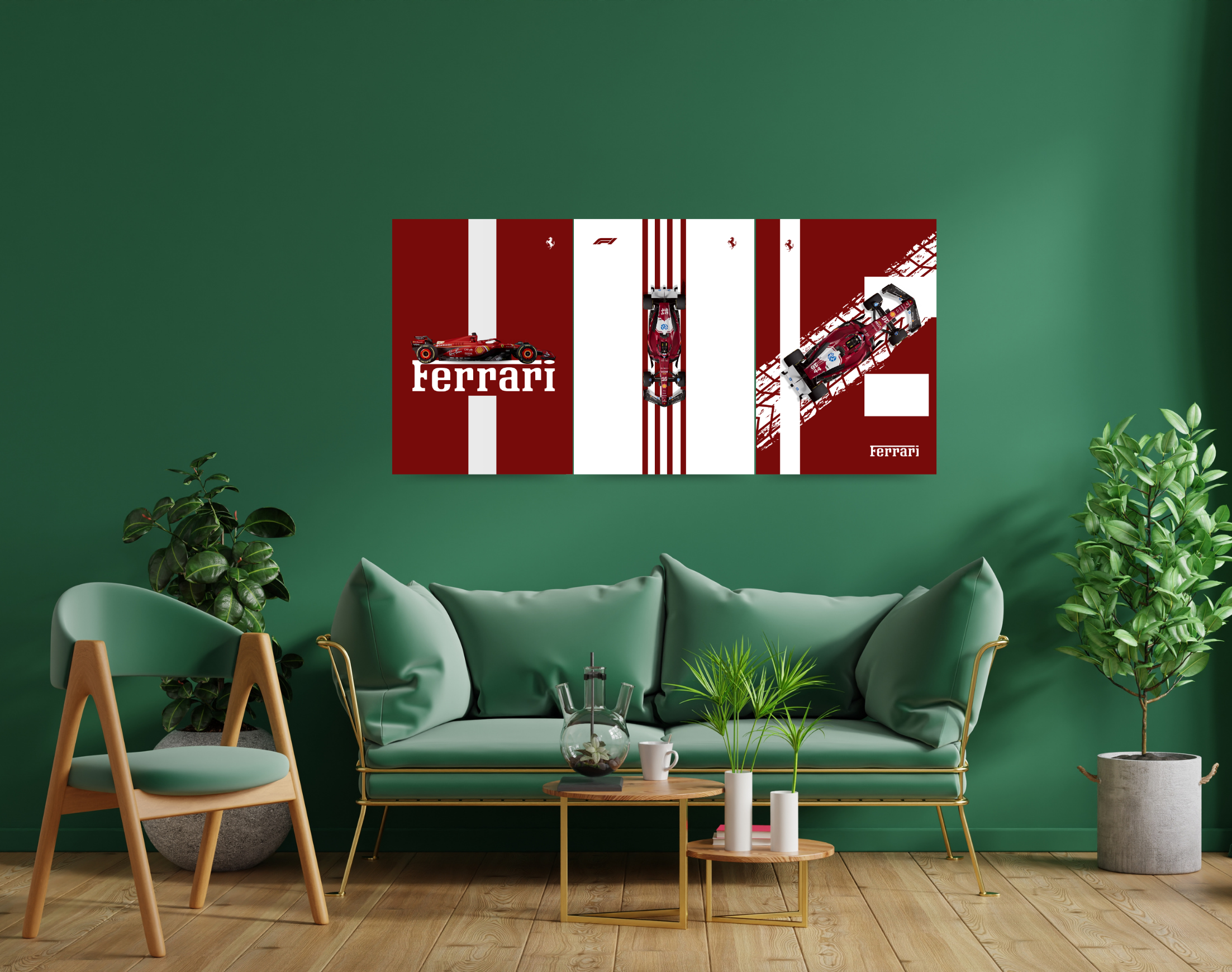 "F1 ROSSO CORSA #SCUDERIA FERRARI COMBO"- Shiny & Sturdy Metallic Poster Art That Pops & Sticks