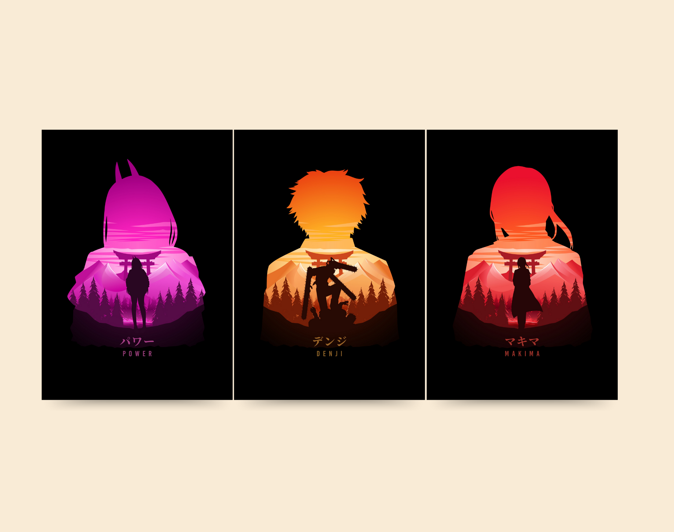 "ANIME #CHAINSAW MAN CREW "- Shiny & Sturdy Metallic Poster Art That Pops & Sticks