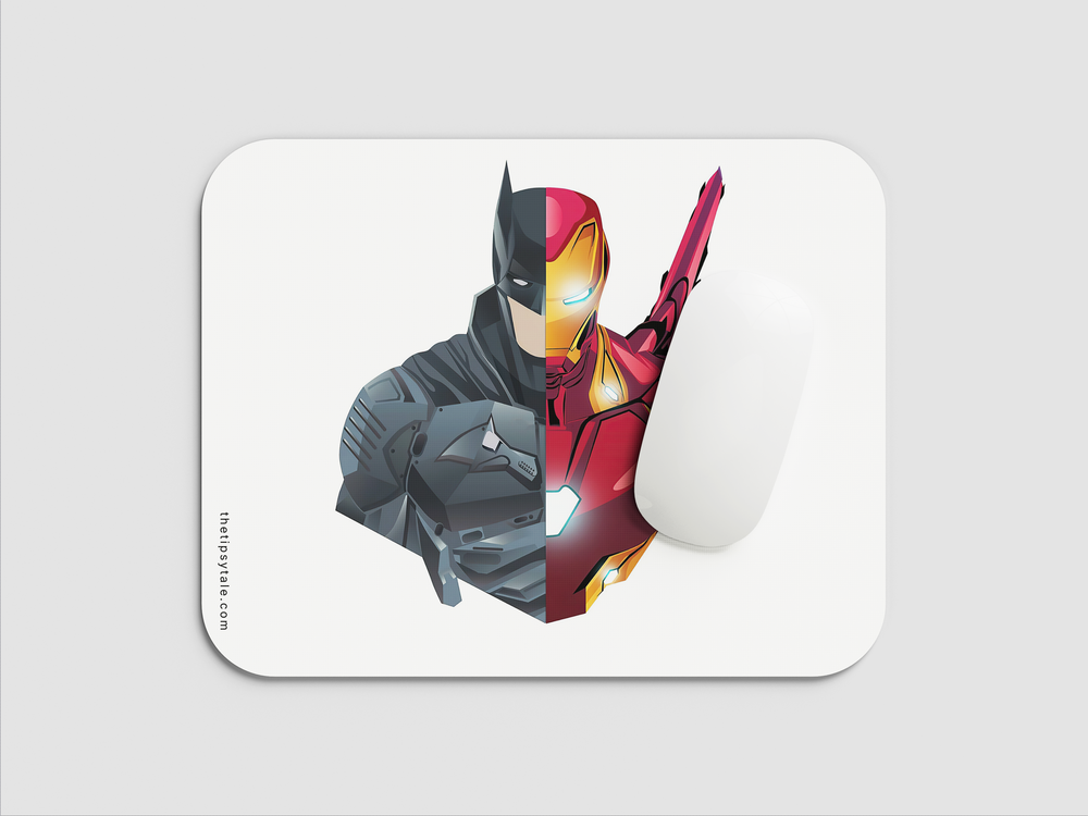 "BATMAN AND IRON MAN - DUAL STYLE" Mousepad Enhance Your Workspace with Style