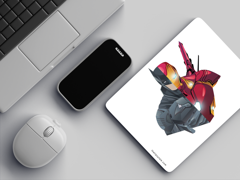 "BATMAN AND IRON MAN - DUAL STYLE" Mousepad Enhance Your Workspace with Style
