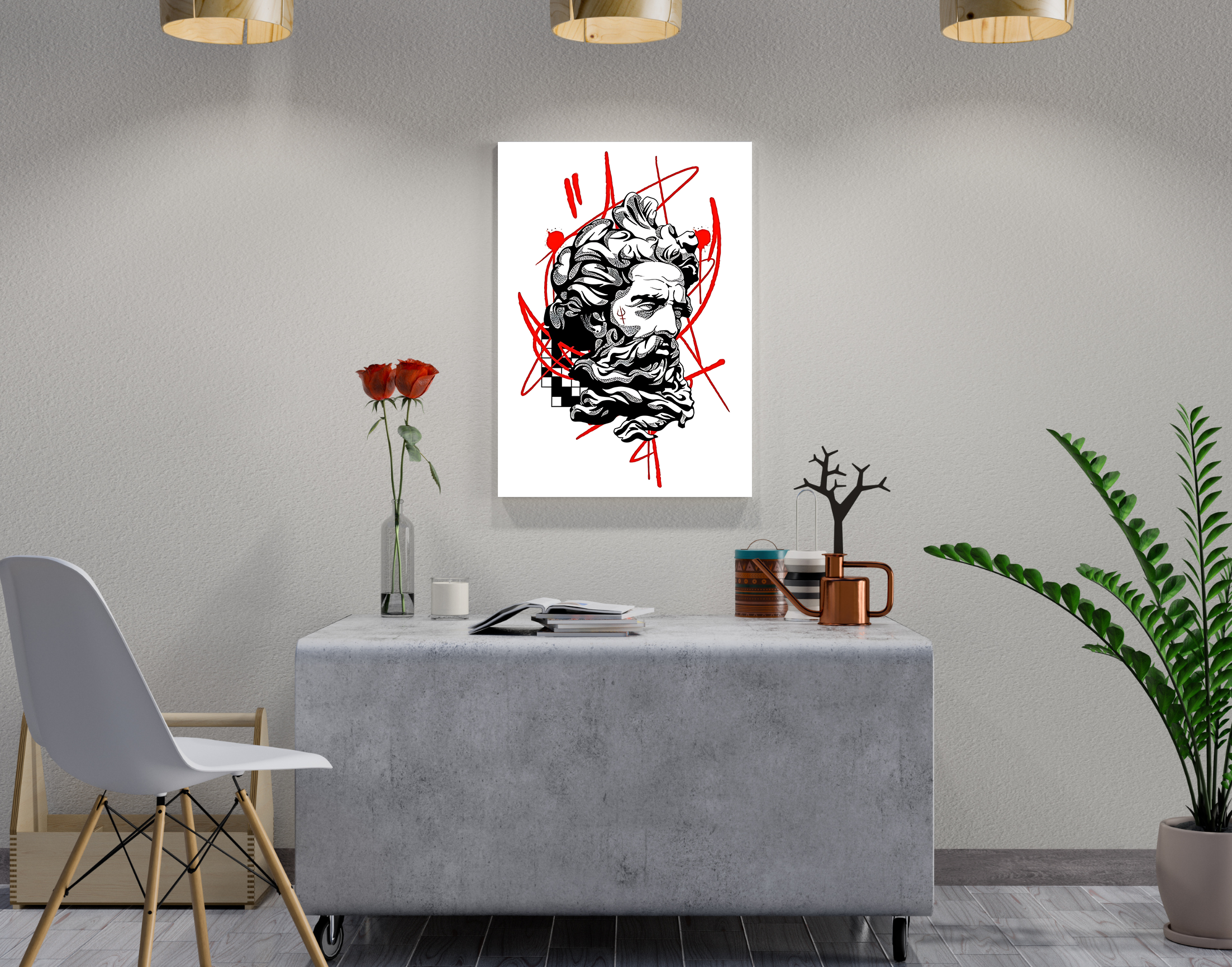 "Greek God Illustration Theme"- Shiny & Sturdy Metallic Poster Art That Pops & Sticks