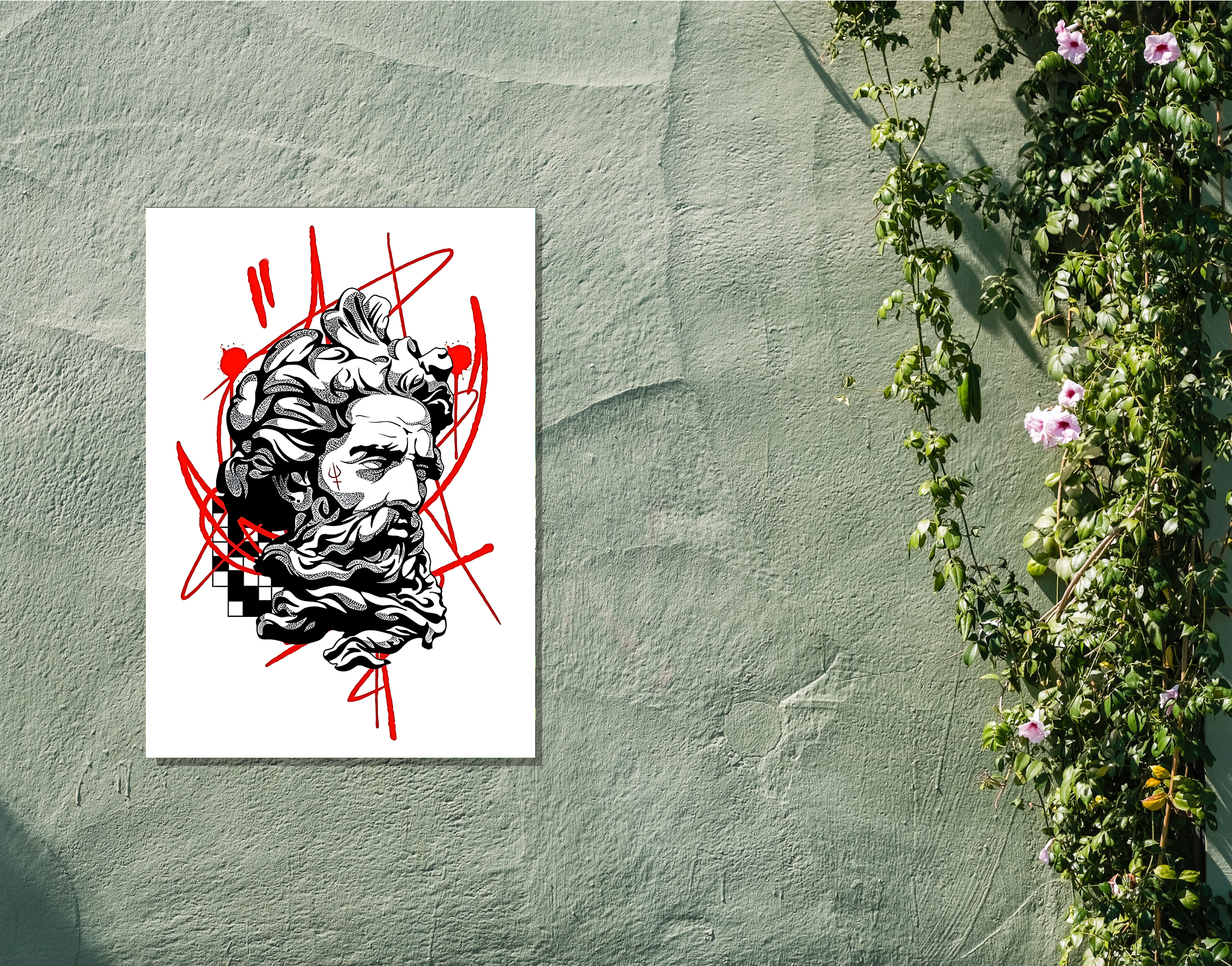 "Greek God Illustration Theme"- Shiny & Sturdy Metallic Poster Art That Pops & Sticks