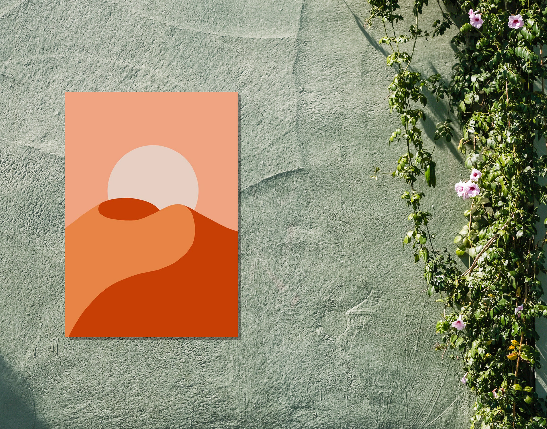 "Moon and Mountains: Day View"- Shiny & Sturdy Metallic Poster Art That Pops & Sticks