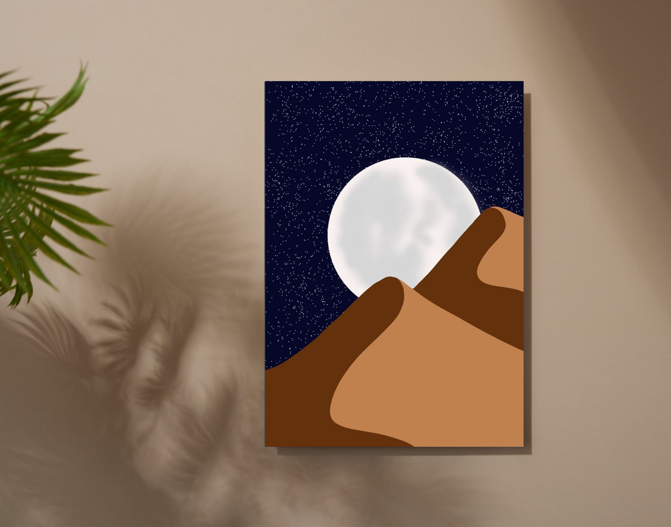 "Moon and Mountains-Night View"- Shiny & Sturdy Metallic Poster Art That Pops & Sticks
