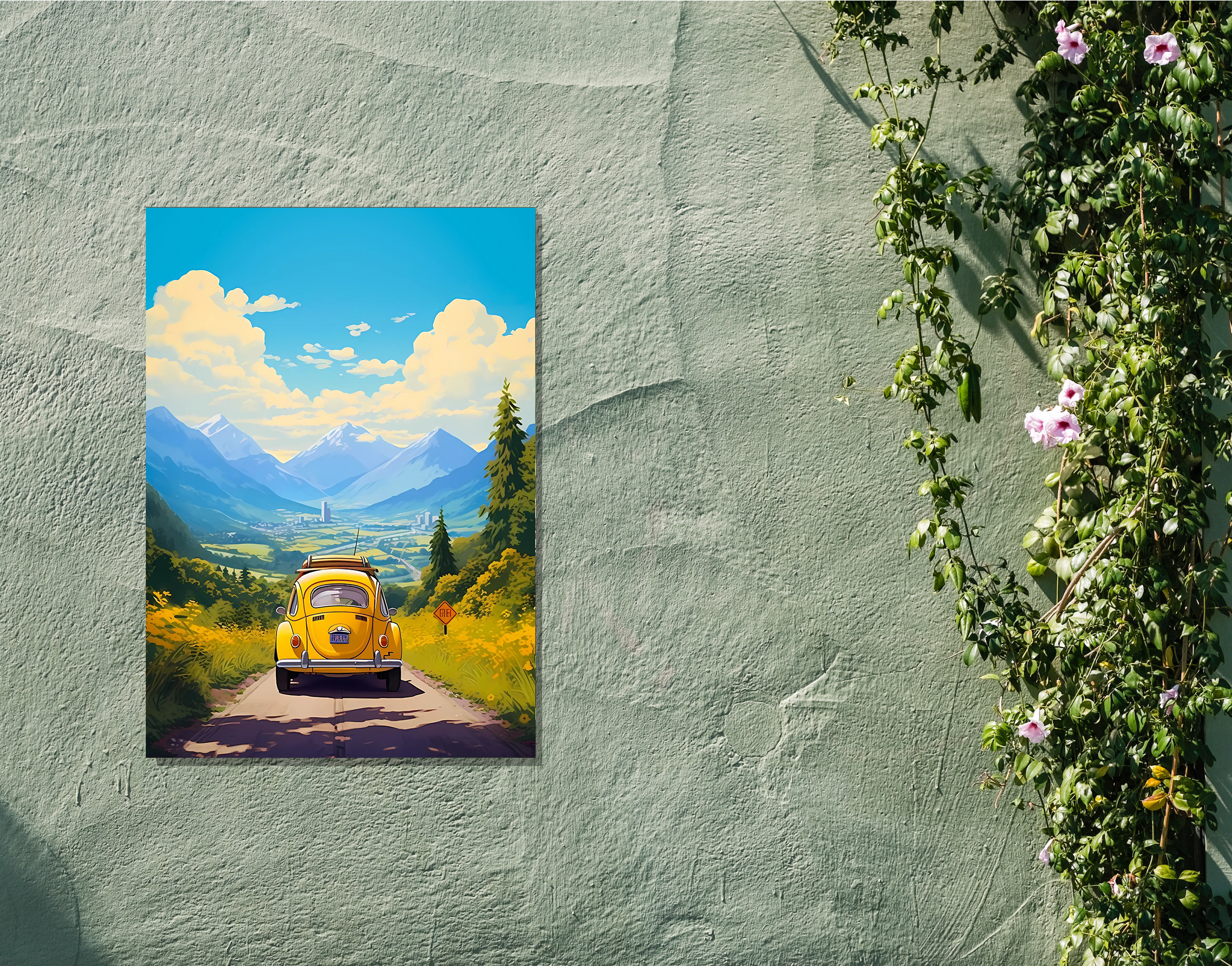"Adventure Trip: Car Day Version"- Shiny & Sturdy Metallic Poster Art That Pops & Sticks