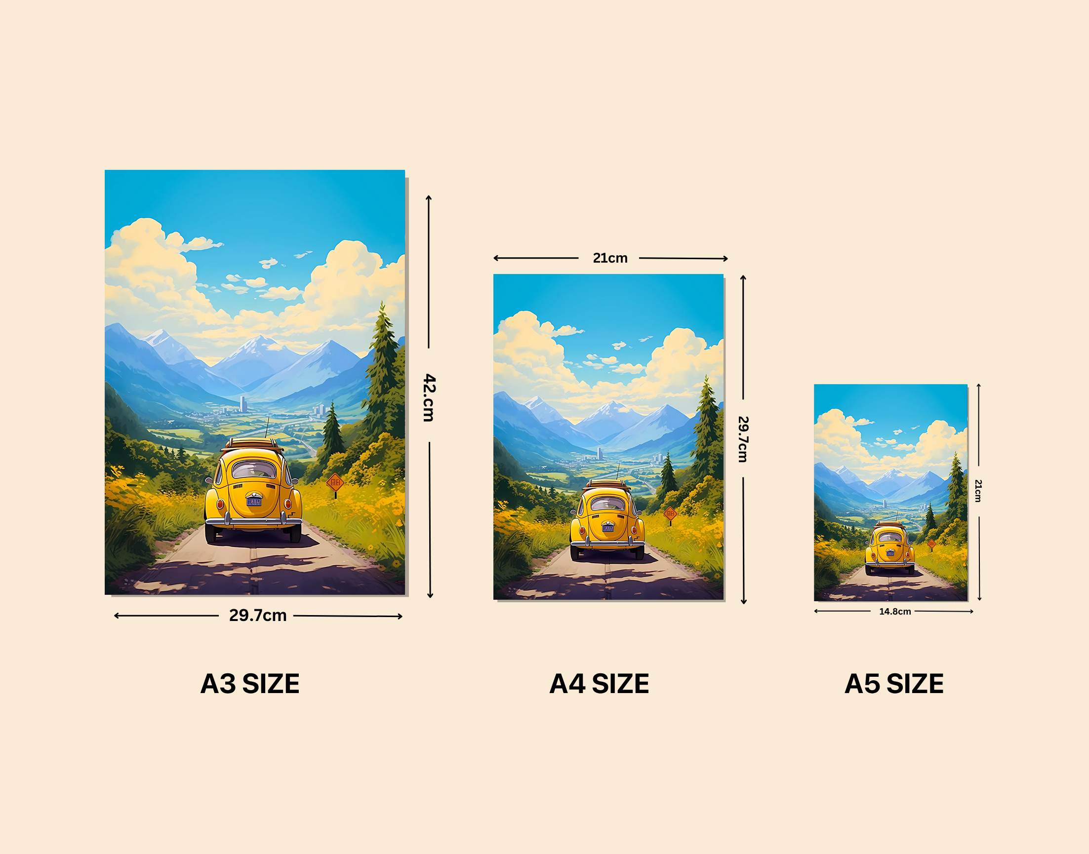 "Adventure Trip: Car Day Version"- Shiny & Sturdy Metallic Poster Art That Pops & Sticks