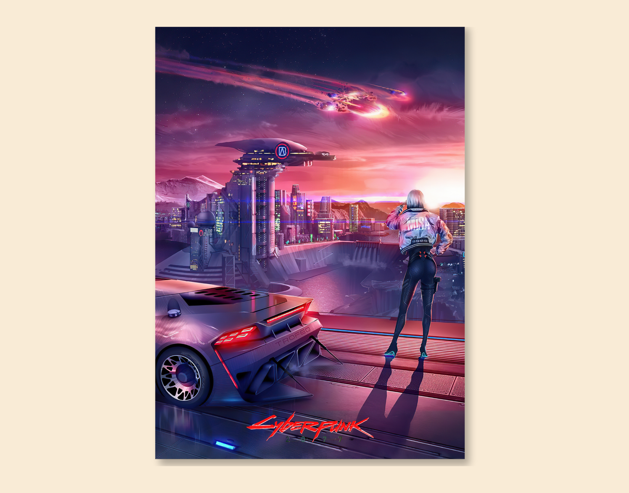 "CYBERPUNK GAMING: JUDY"- Shiny & Sturdy Metallic Poster Art That Pops & Sticks (Literally!)