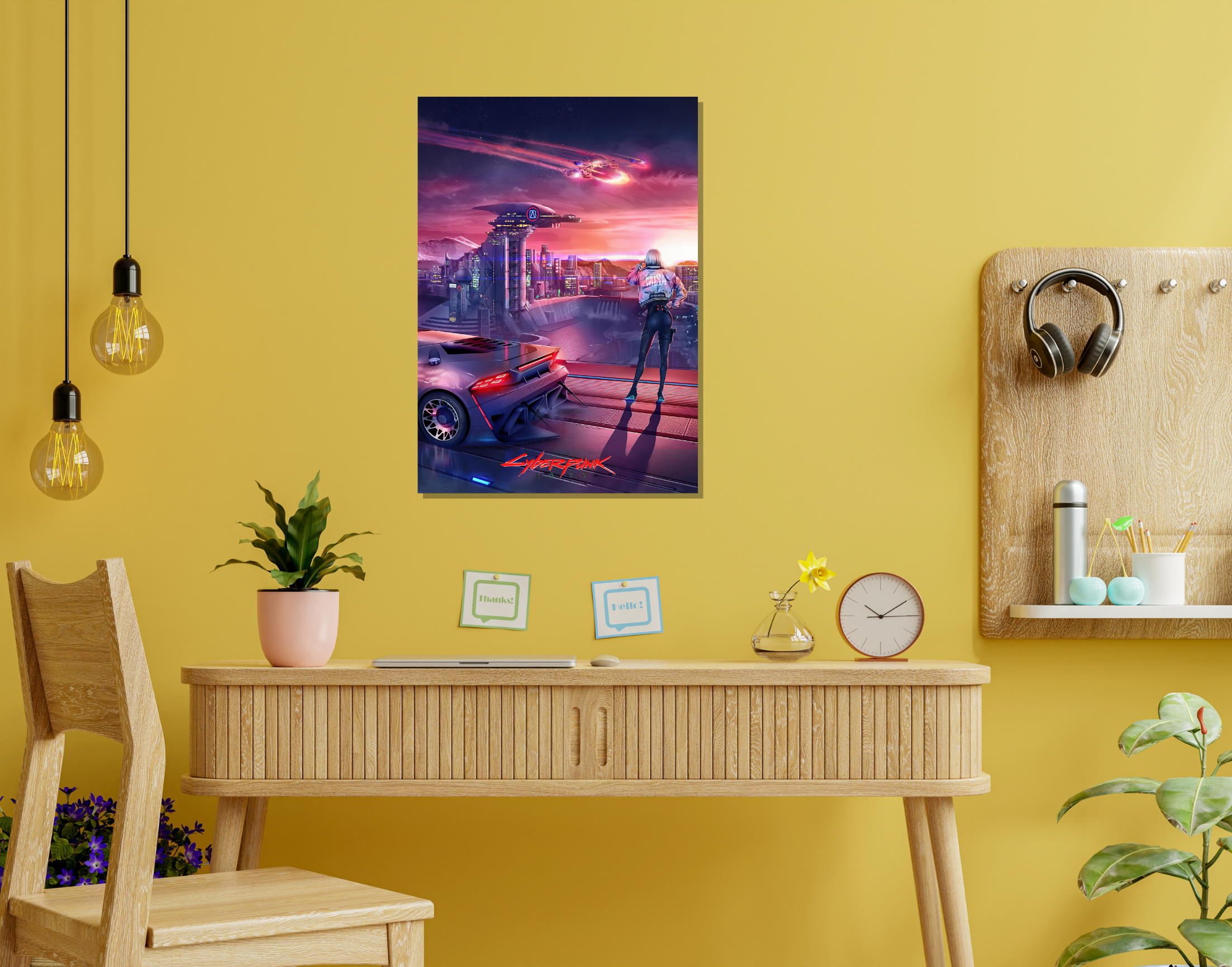 "CYBERPUNK GAMING: JUDY"- Shiny & Sturdy Metallic Poster Art That Pops & Sticks (Literally!)