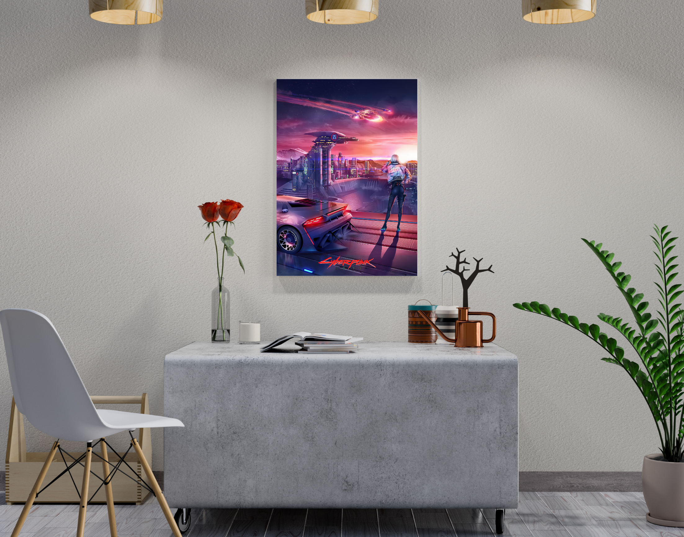 "CYBERPUNK GAMING: JUDY"- Shiny & Sturdy Metallic Poster Art That Pops & Sticks (Literally!)