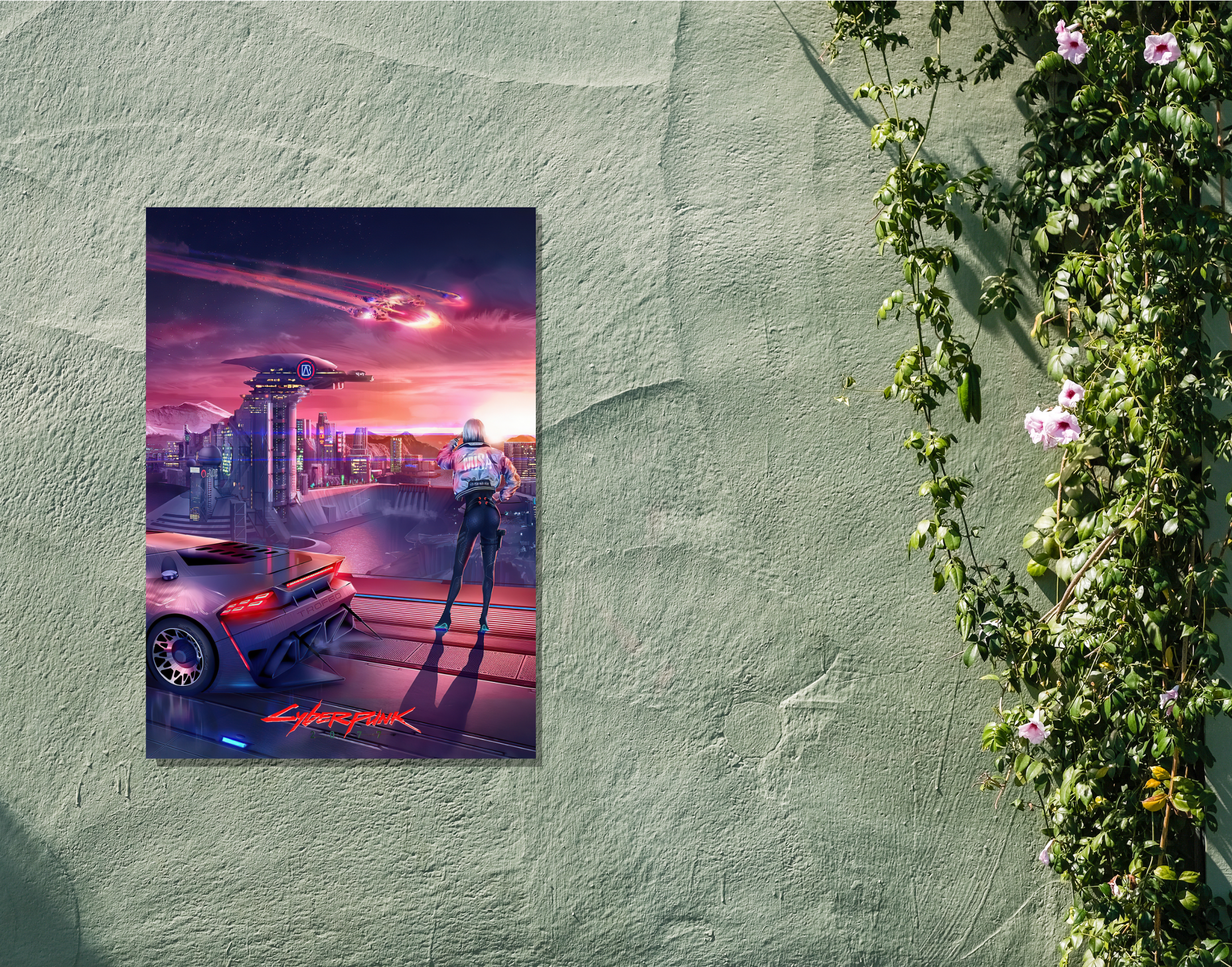 "CYBERPUNK GAMING: JUDY"- Shiny & Sturdy Metallic Poster Art That Pops & Sticks (Literally!)