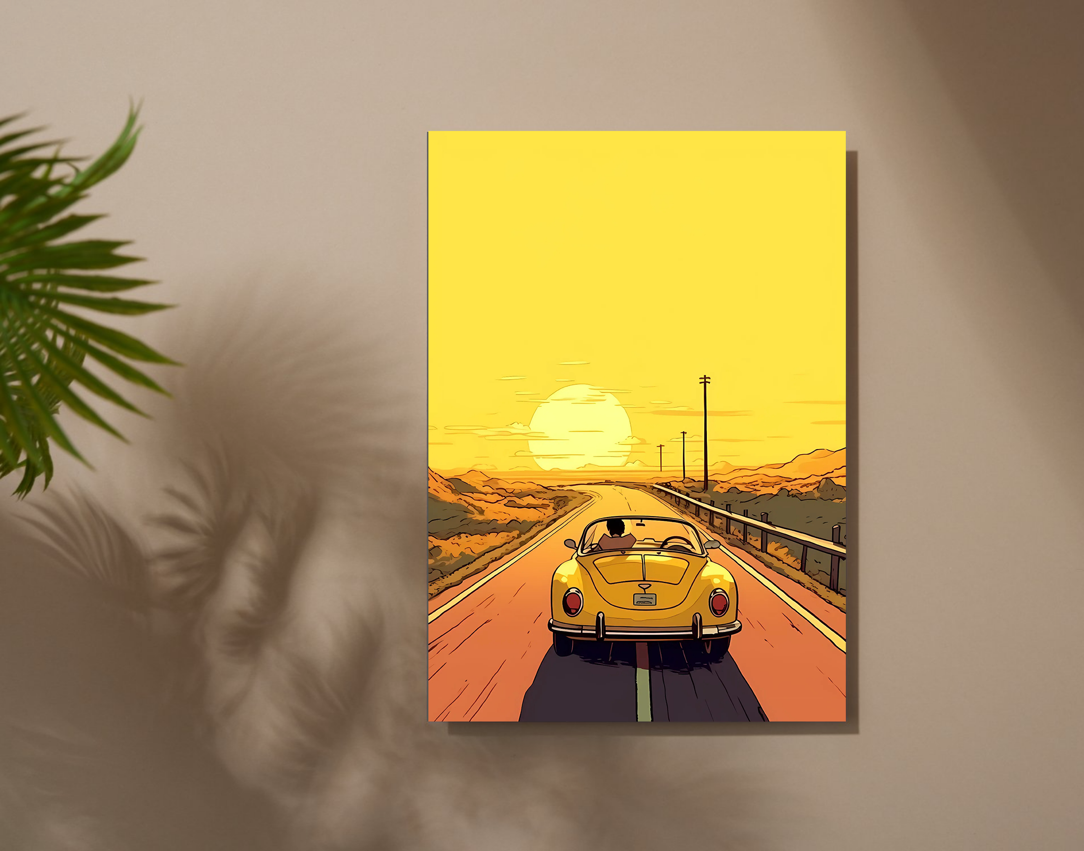 "Adventure Trip: Car Sun Rise Version"- Shiny & Sturdy Metallic Poster Art That Pops & Sticks