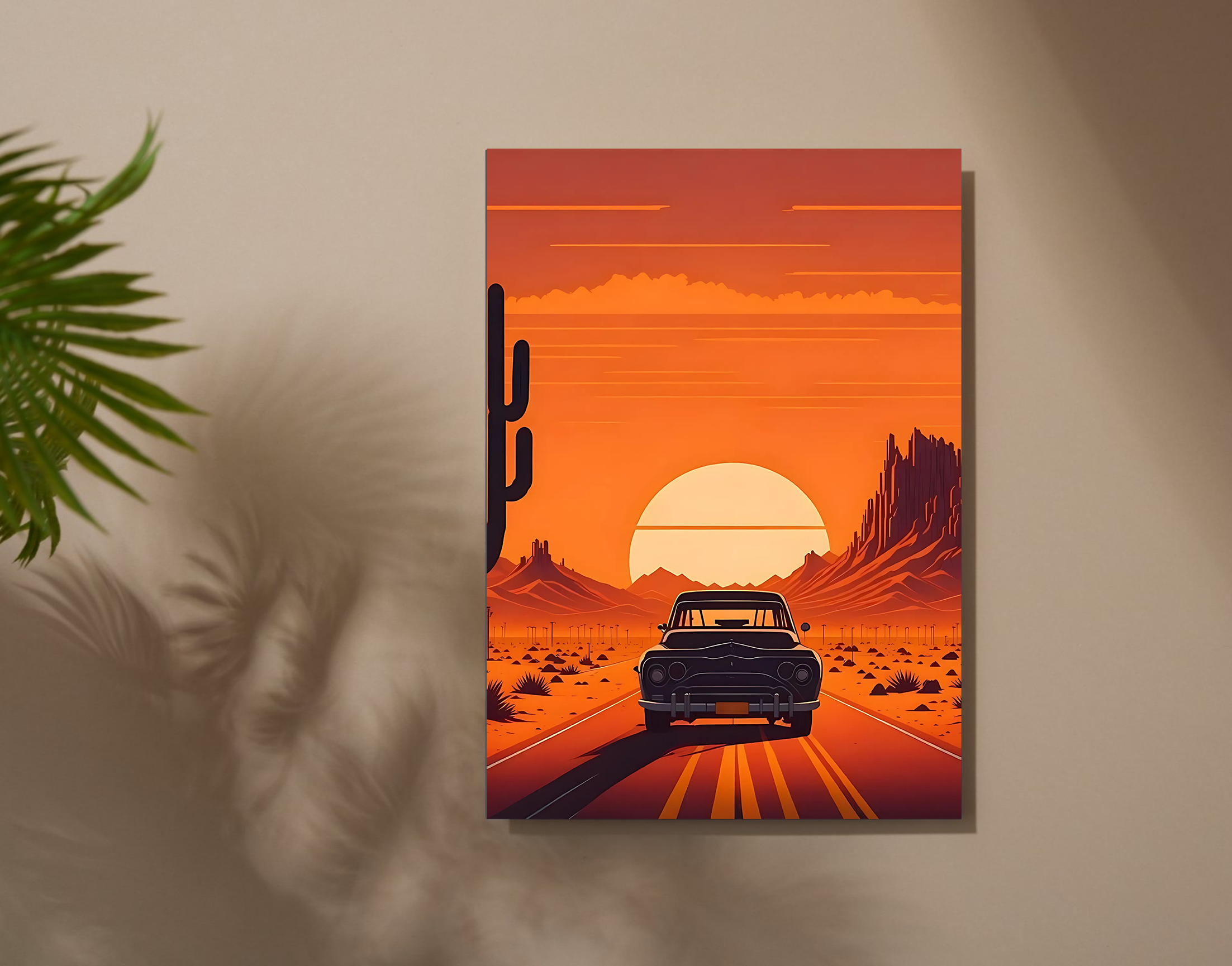 "Adventure Trip: Car Sunset Version"- Shiny & Sturdy Metallic Poster Art That Pops & Sticks