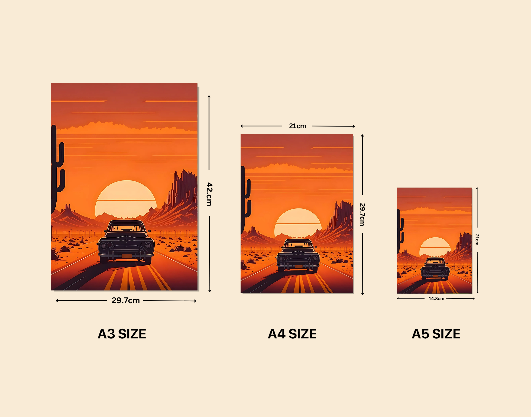 "Adventure Trip: Car Sunset Version"- Shiny & Sturdy Metallic Poster Art That Pops & Sticks