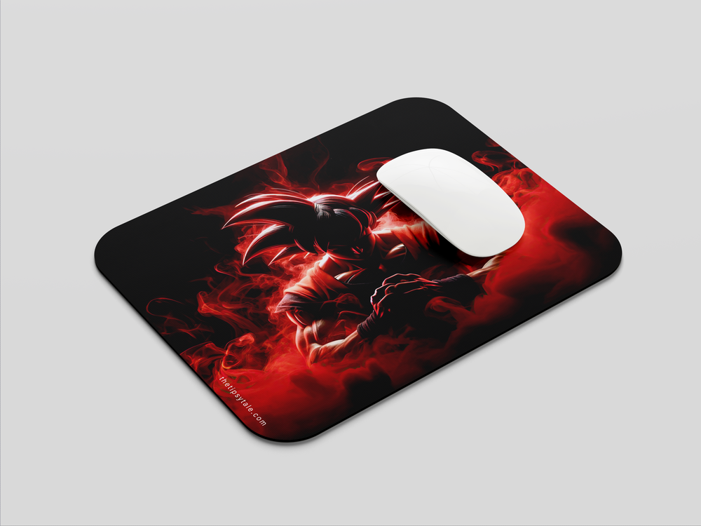 "GOKU WITH RED AURA" Mousepad Enhance Your Workspace with Style