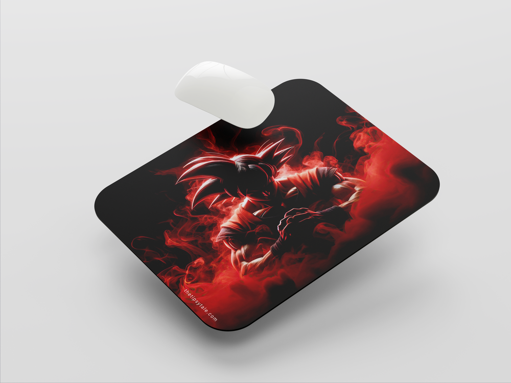 "GOKU WITH RED AURA" Mousepad Enhance Your Workspace with Style
