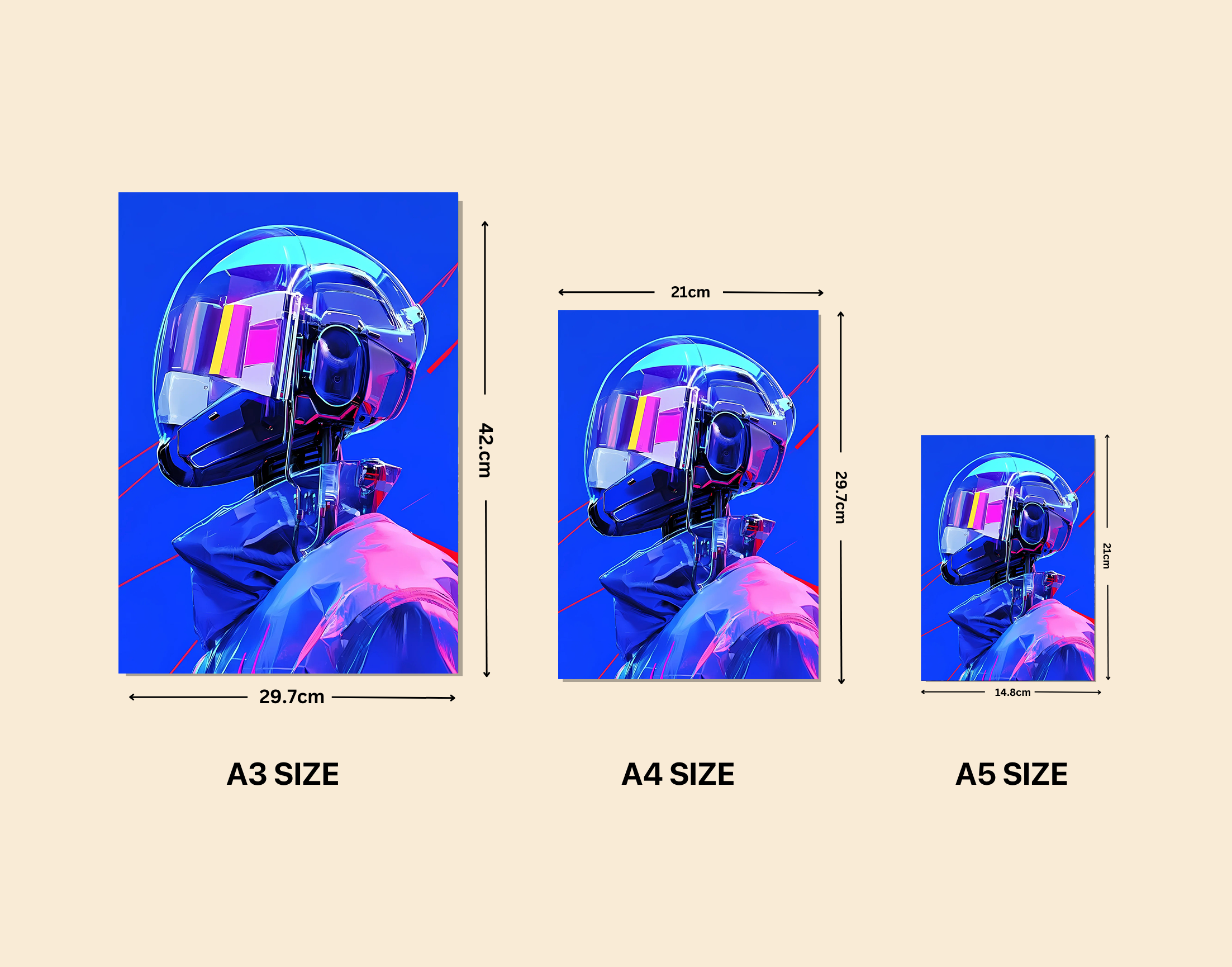 "AI in Tech- Techno Helmet Version"- Shiny & Sturdy Metallic Poster Art That Pops & Sticks