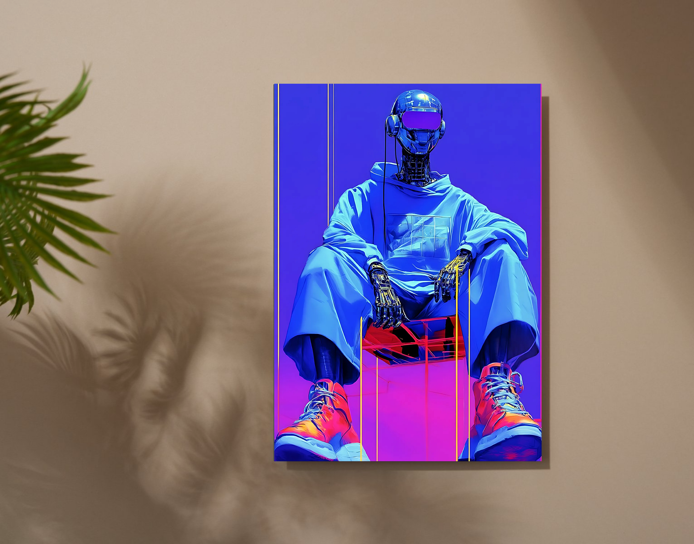 "AI in Tech- Techno Chair Version"- Shiny & Sturdy Metallic Poster Art That Pops & Sticks