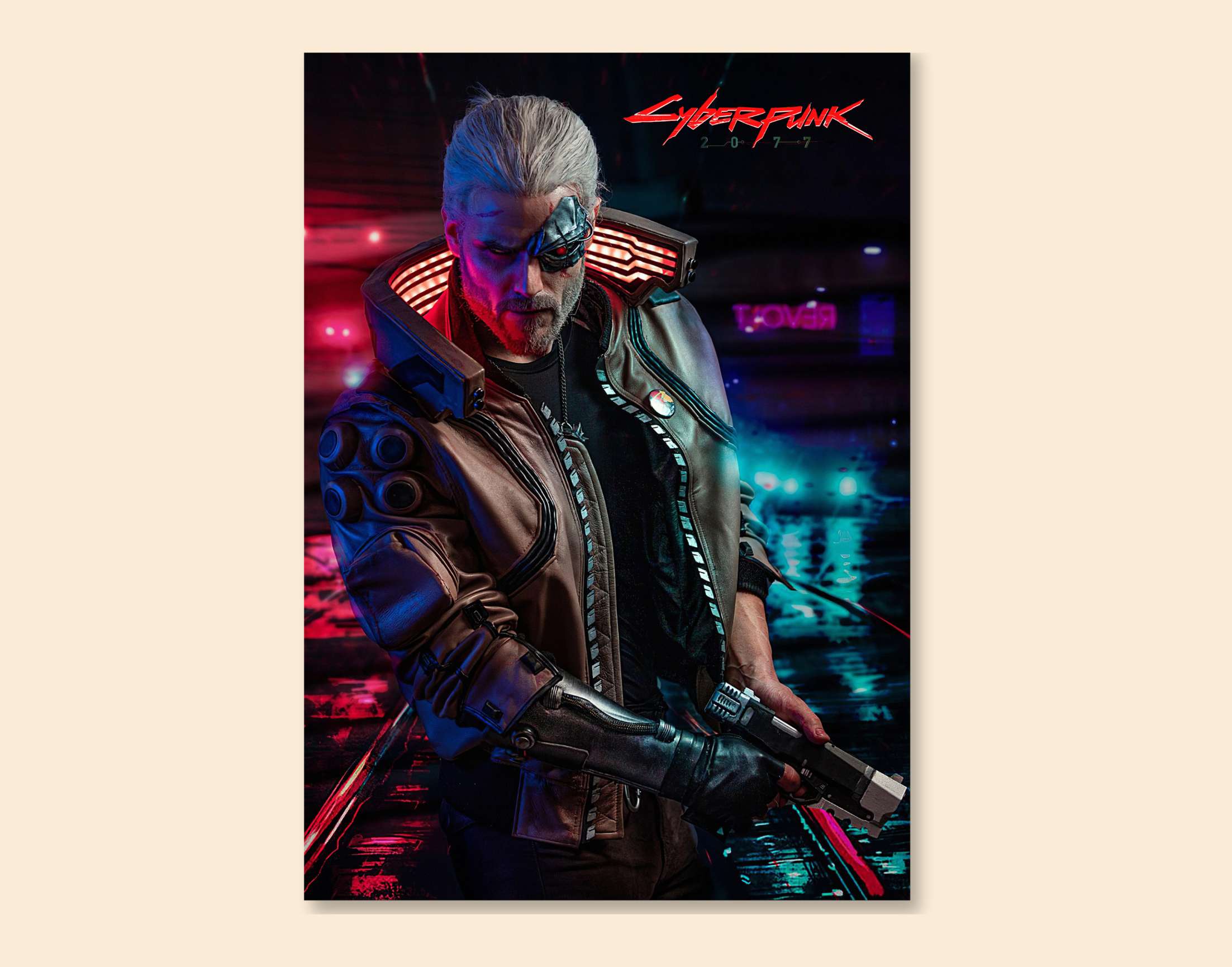 "CYBERPUNK GAMING: RIVER WARD"- Shiny & Sturdy Metallic Poster Art That Pops & Sticks (Literally!)