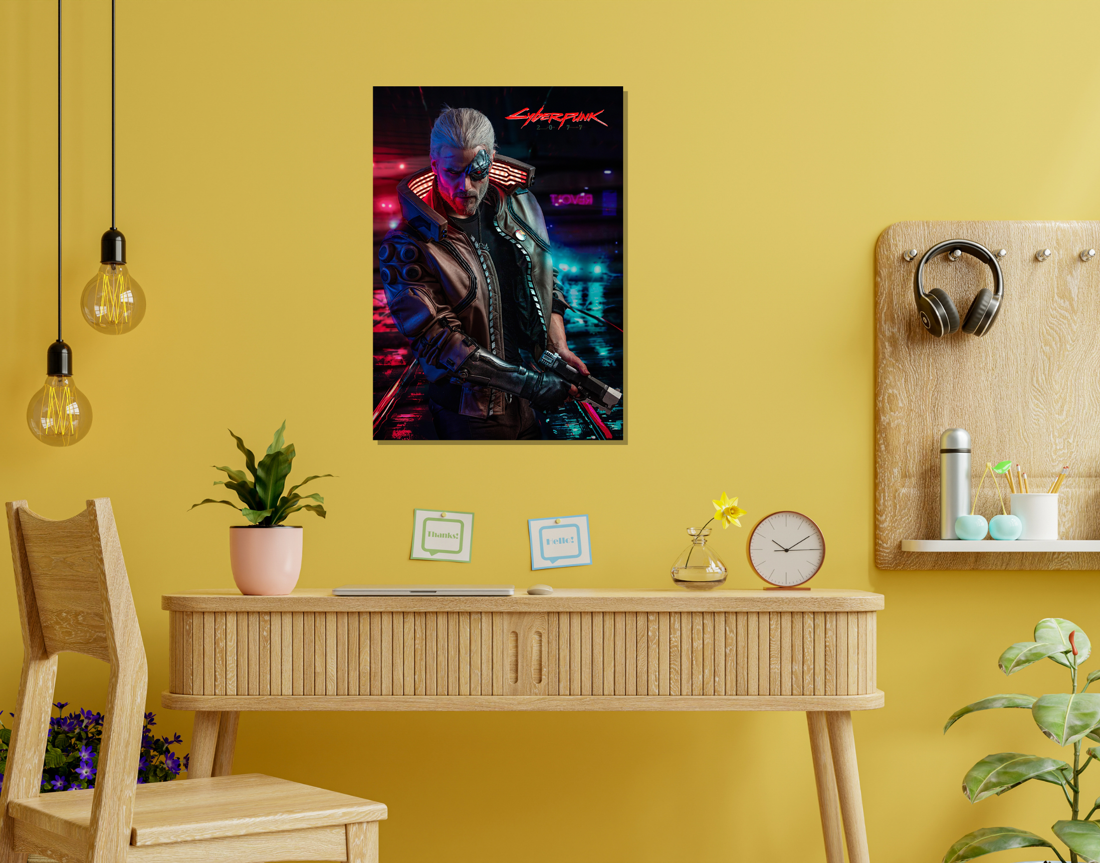 "CYBERPUNK GAMING: RIVER WARD"- Shiny & Sturdy Metallic Poster Art That Pops & Sticks (Literally!)