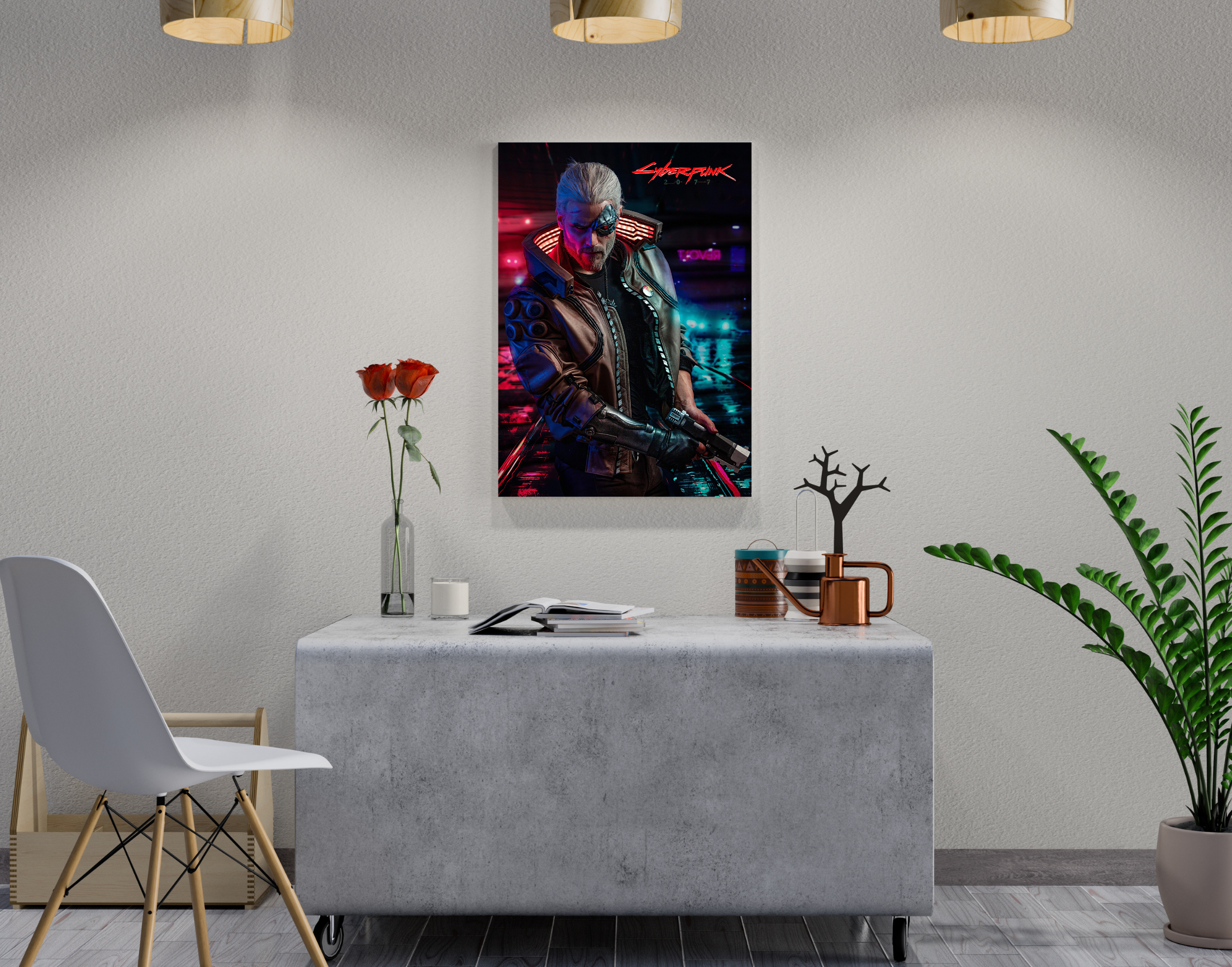 "CYBERPUNK GAMING: RIVER WARD"- Shiny & Sturdy Metallic Poster Art That Pops & Sticks (Literally!)