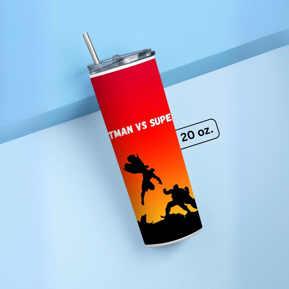 "Batman v Superman Silhouette" Tumbler with Metal Straw