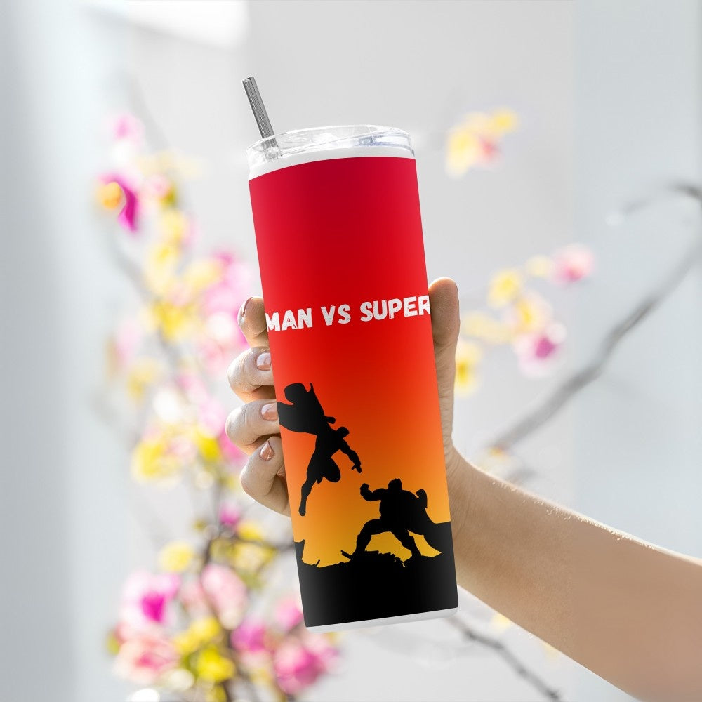 "Batman v Superman Silhouette" Tumbler with Metal Straw