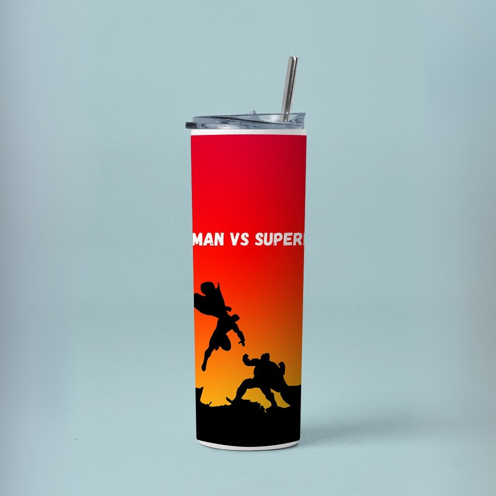 "Batman v Superman Silhouette" Tumbler with Metal Straw
