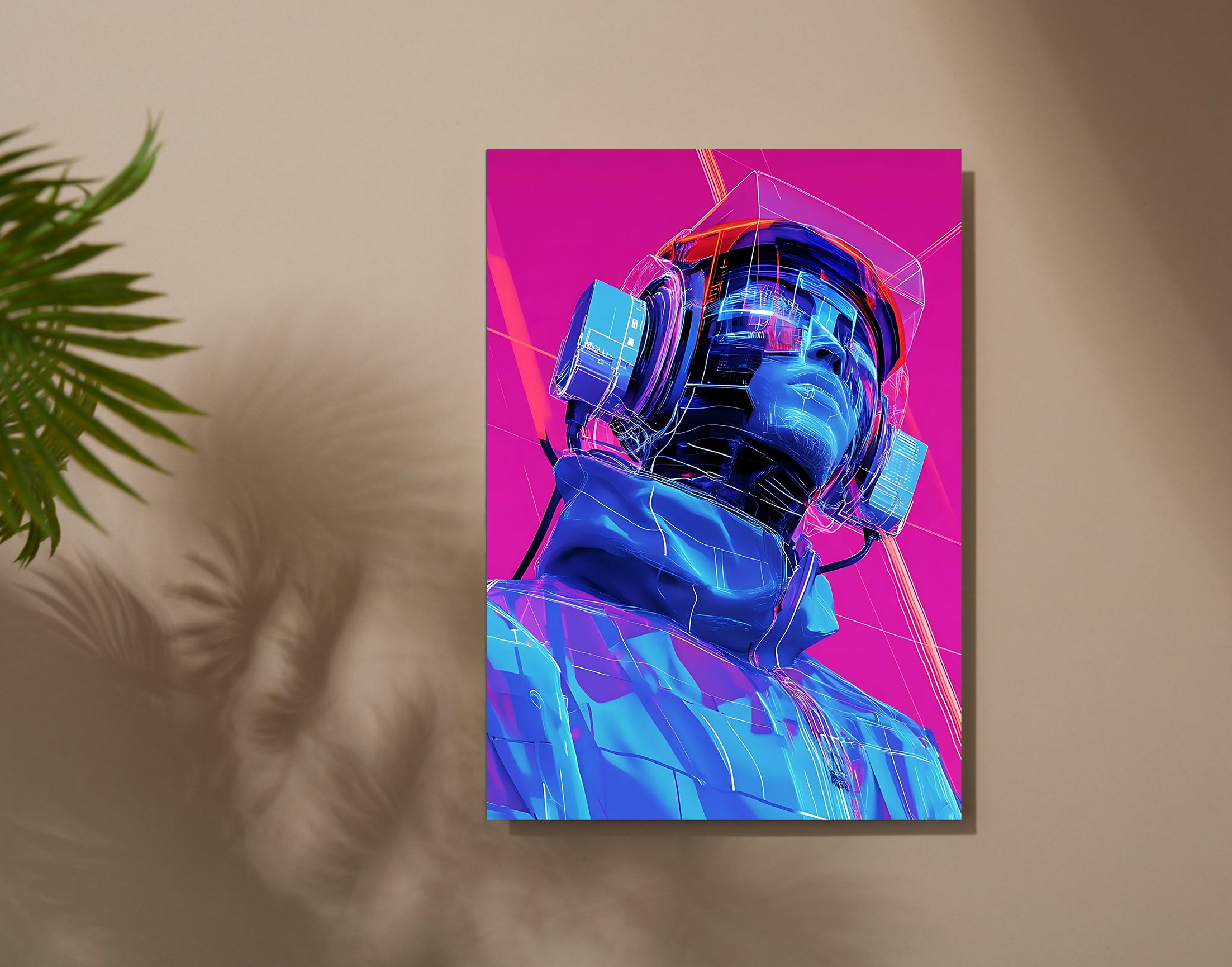 "AI in Tech- Techno Headset Version"- Shiny & Sturdy Metallic Poster Art That Pops & Sticks