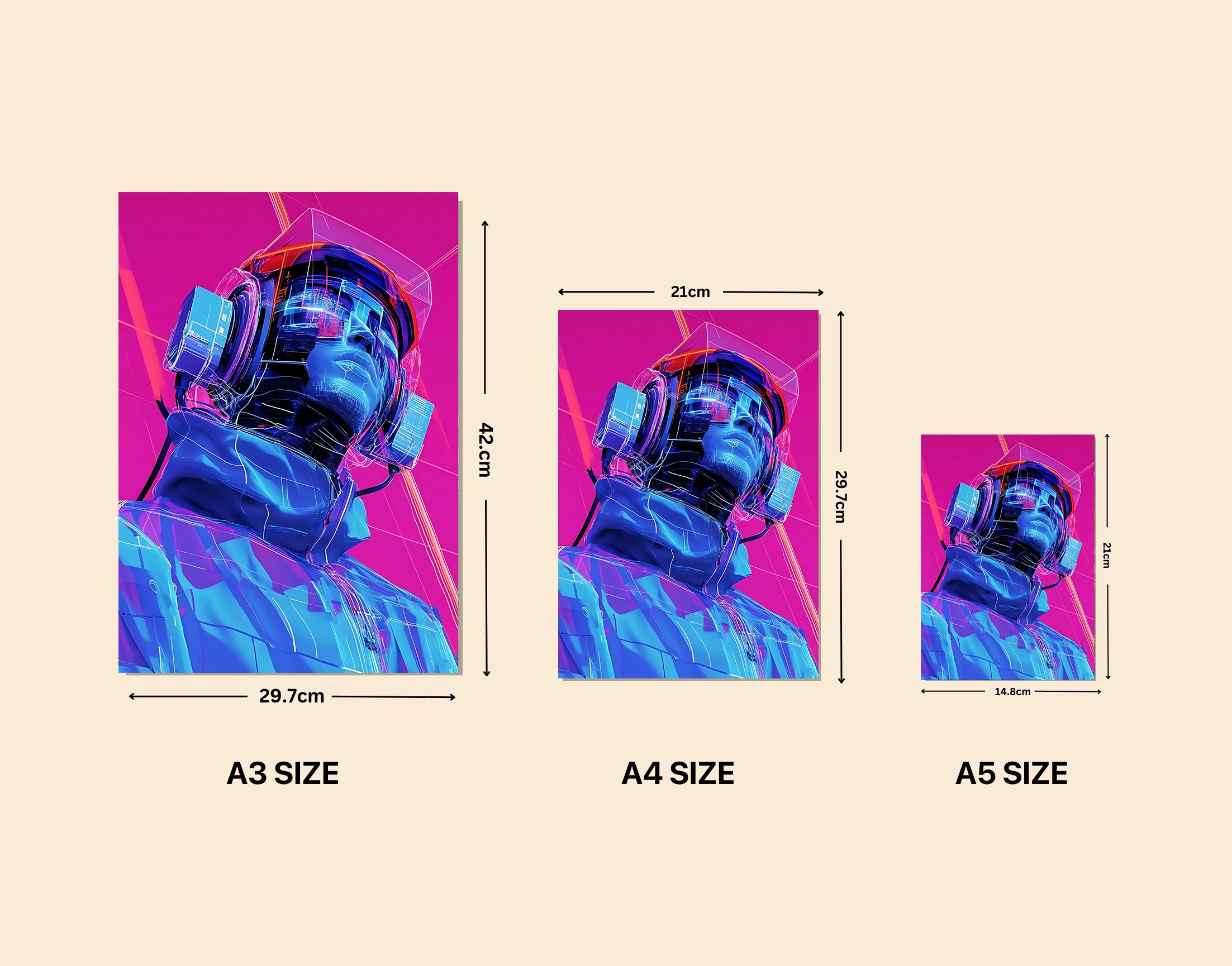 "AI in Tech- Techno Headset Version"- Shiny & Sturdy Metallic Poster Art That Pops & Sticks