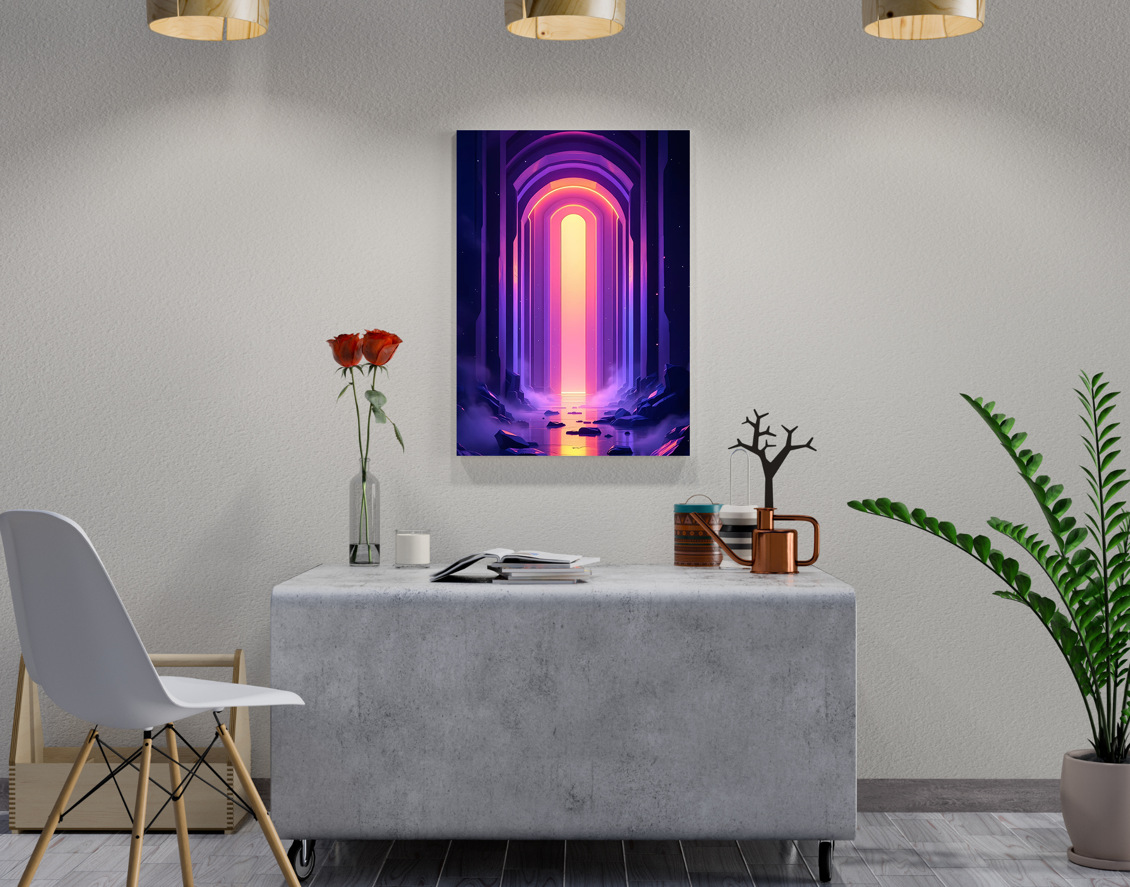 "AI in virtual-Robot Doorway"- Shiny & Sturdy Metallic Poster Art That Pops & Sticks
