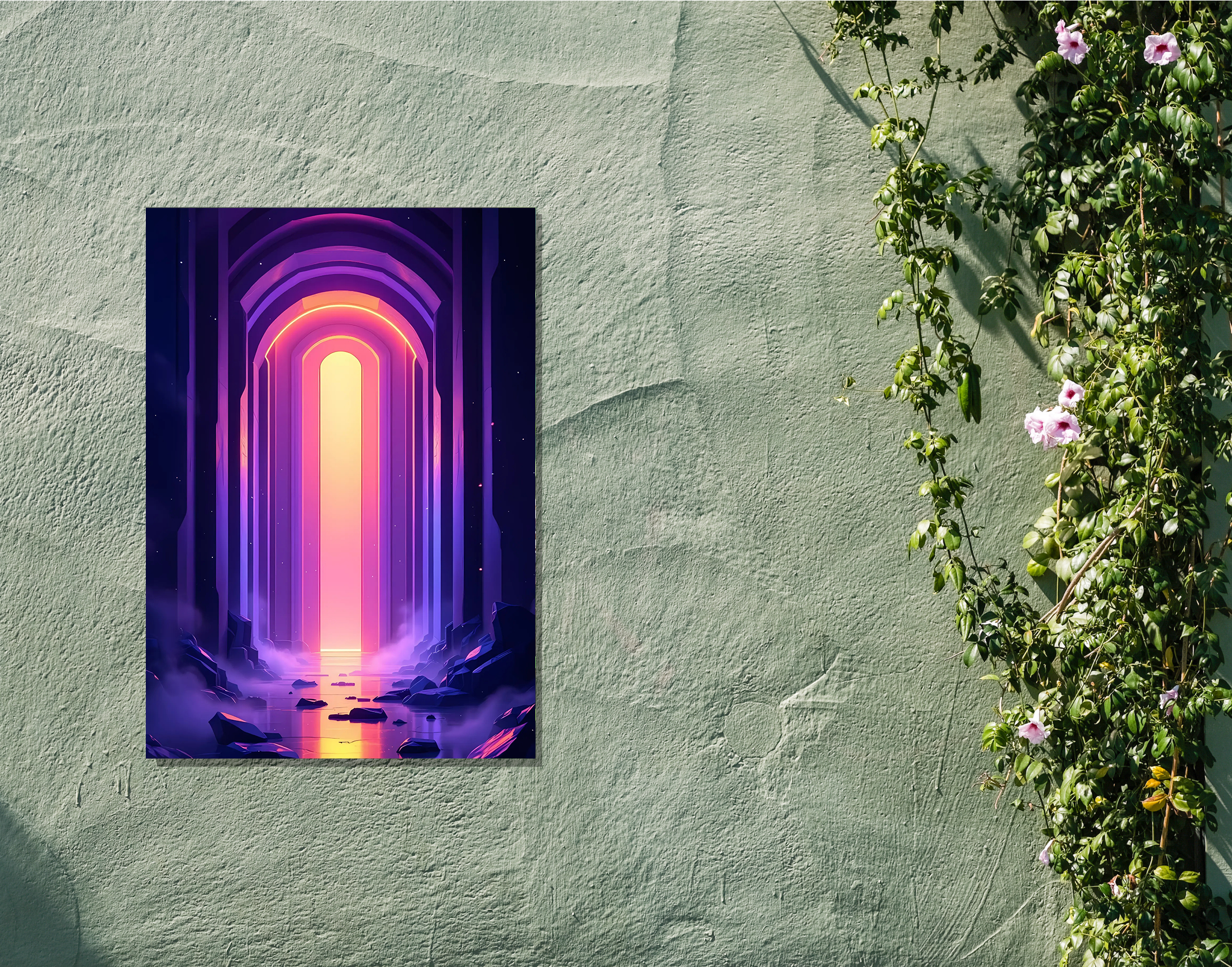 "AI in virtual-Robot Doorway"- Shiny & Sturdy Metallic Poster Art That Pops & Sticks