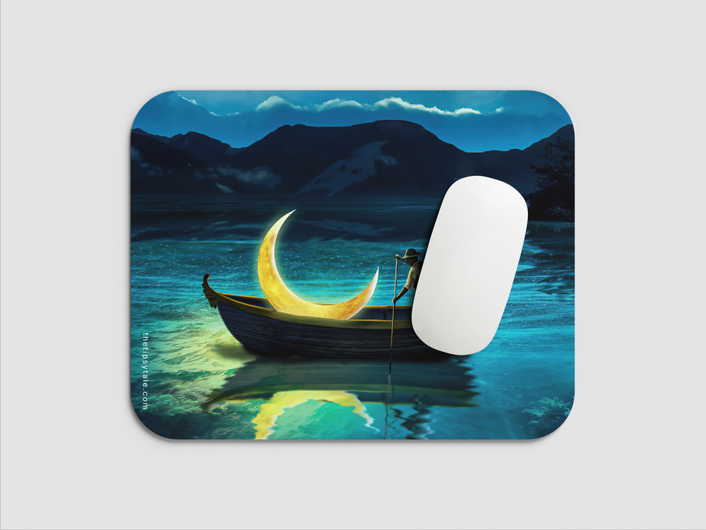 "FISHING THE MOON" Mousepad Enhance Your Workspace with Style