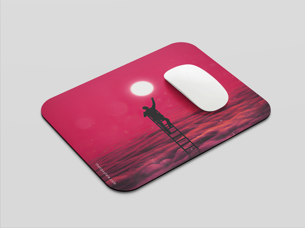 "BOY ASCENDING STAIRS TO THE MOON" Mousepad Enhance Your Workspace with Style
