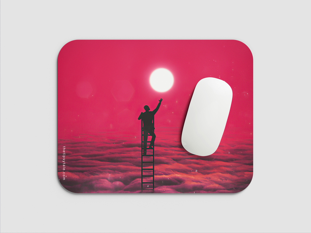 "BOY ASCENDING STAIRS TO THE MOON" Mousepad Enhance Your Workspace with Style