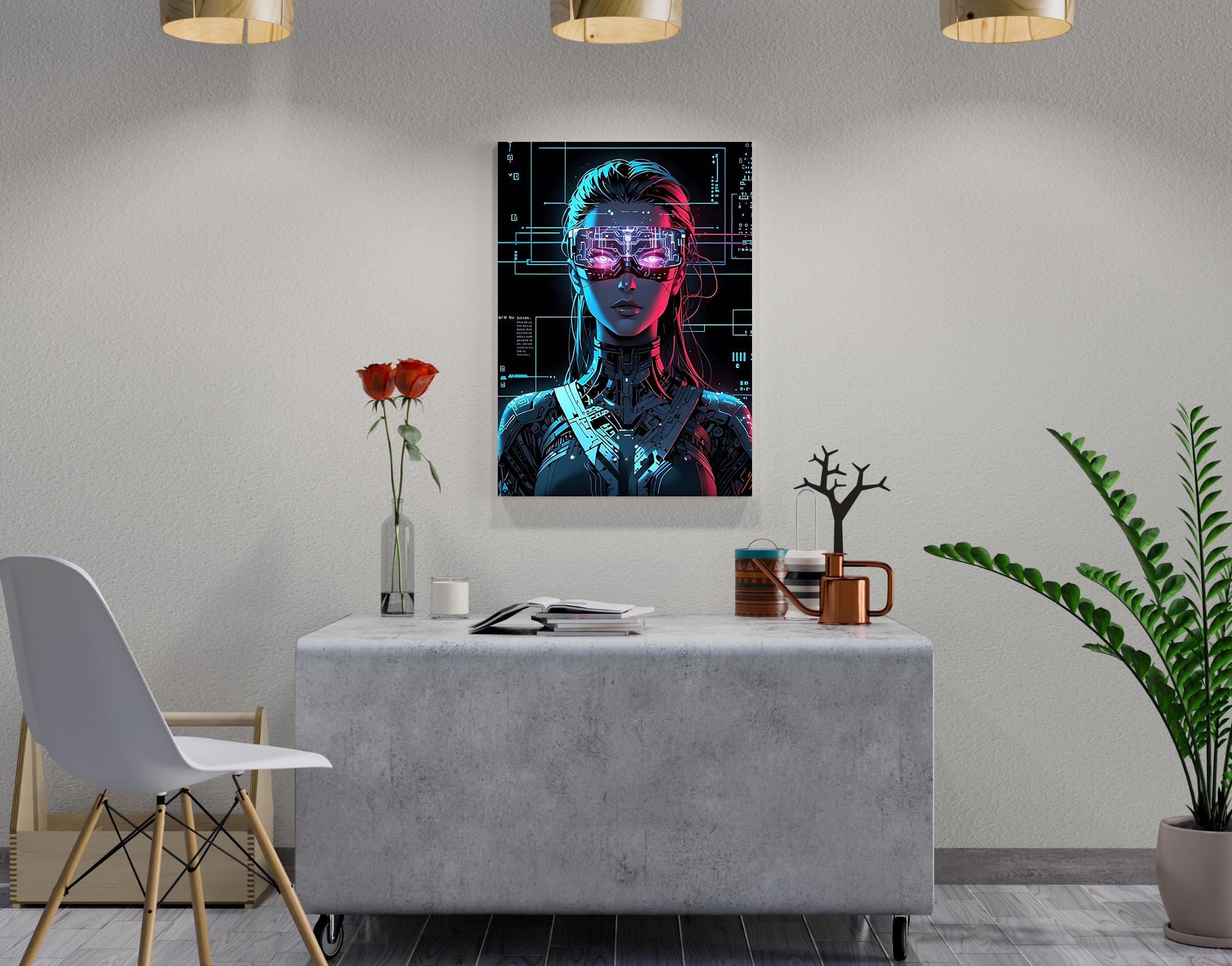 "AI women- Robot Look"- Shiny & Sturdy Metallic Poster Art That Pops & Sticks