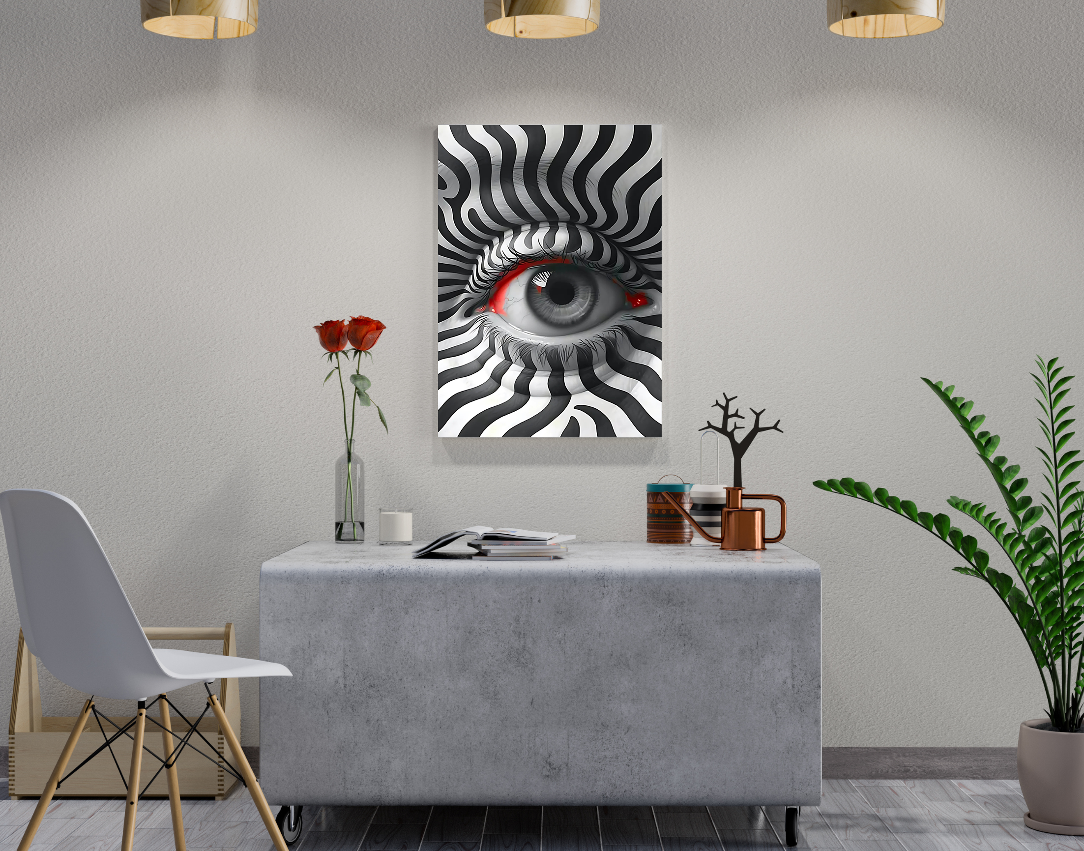 "EYE FOR AN EYE- Black & White"- Shiny & Sturdy Metallic Poster Art That Pops & Sticks