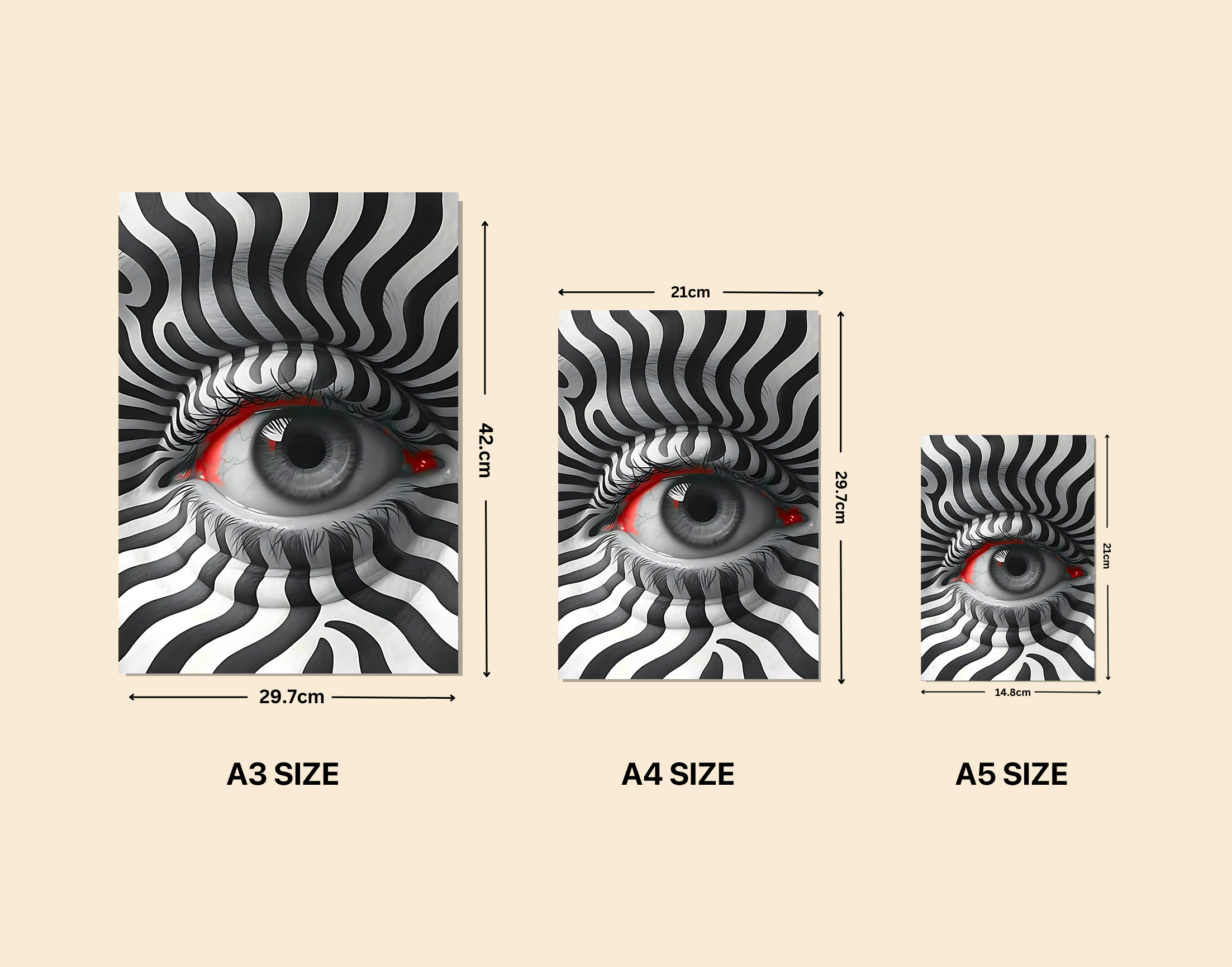 "EYE FOR AN EYE- Black & White"- Shiny & Sturdy Metallic Poster Art That Pops & Sticks