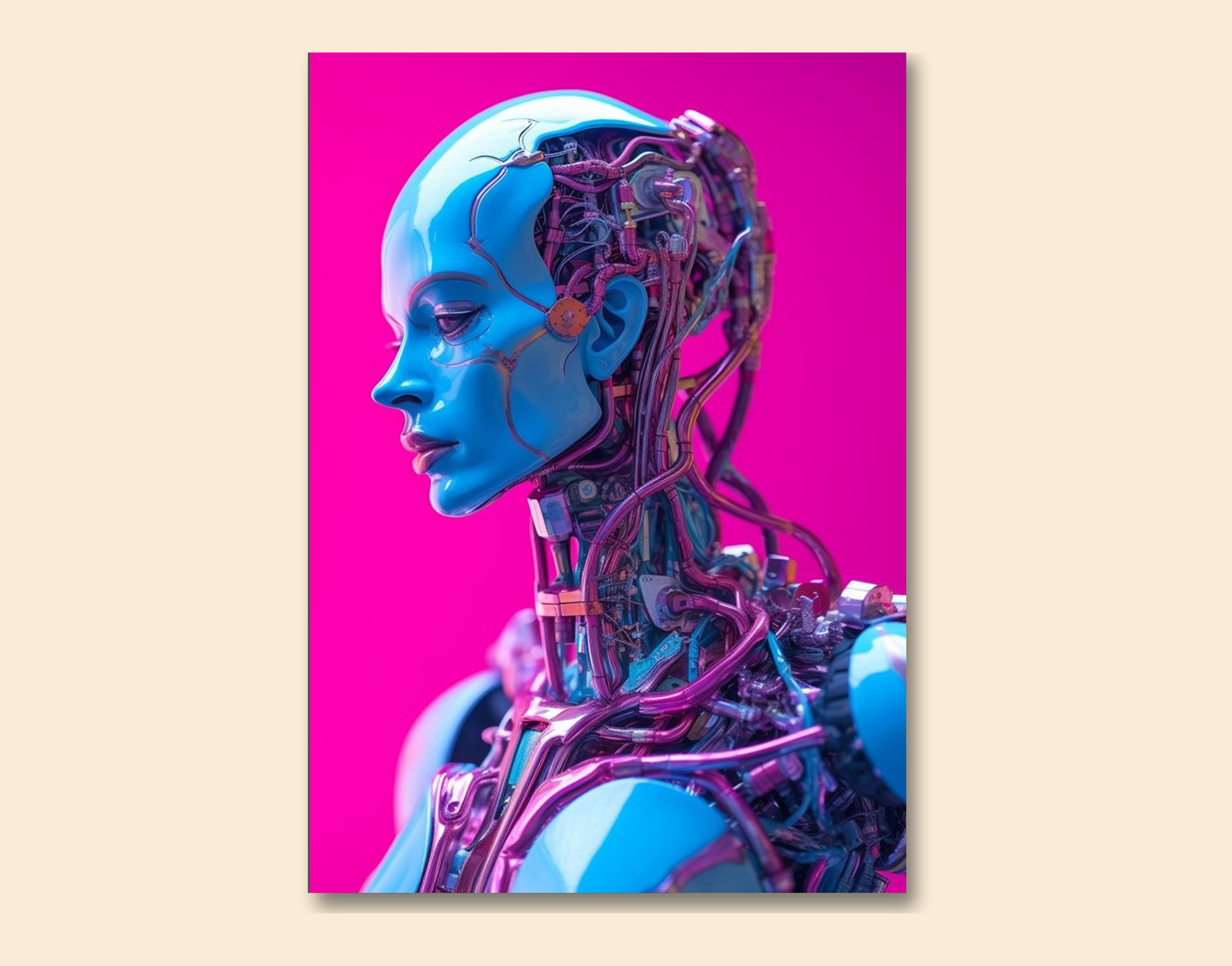 "AI Robot version women"- Shiny & Sturdy Metallic Poster Art That Pops & Sticks