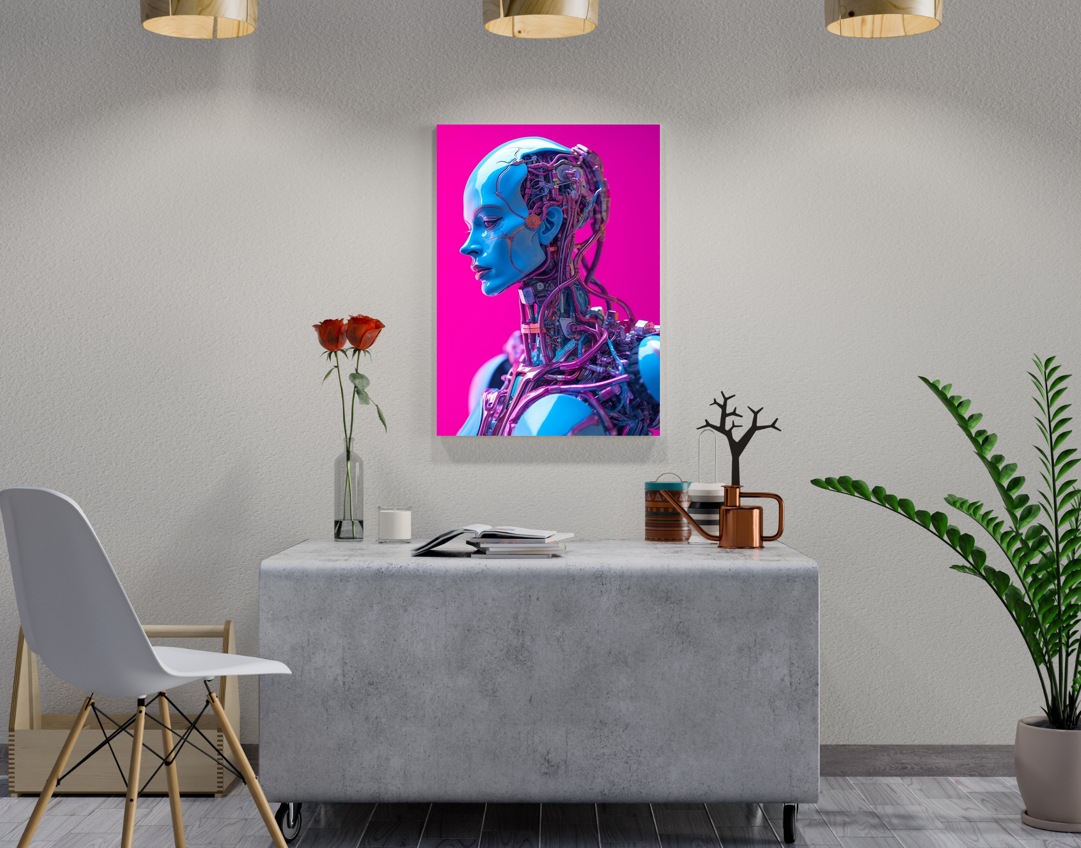 "AI Robot version women"- Shiny & Sturdy Metallic Poster Art That Pops & Sticks