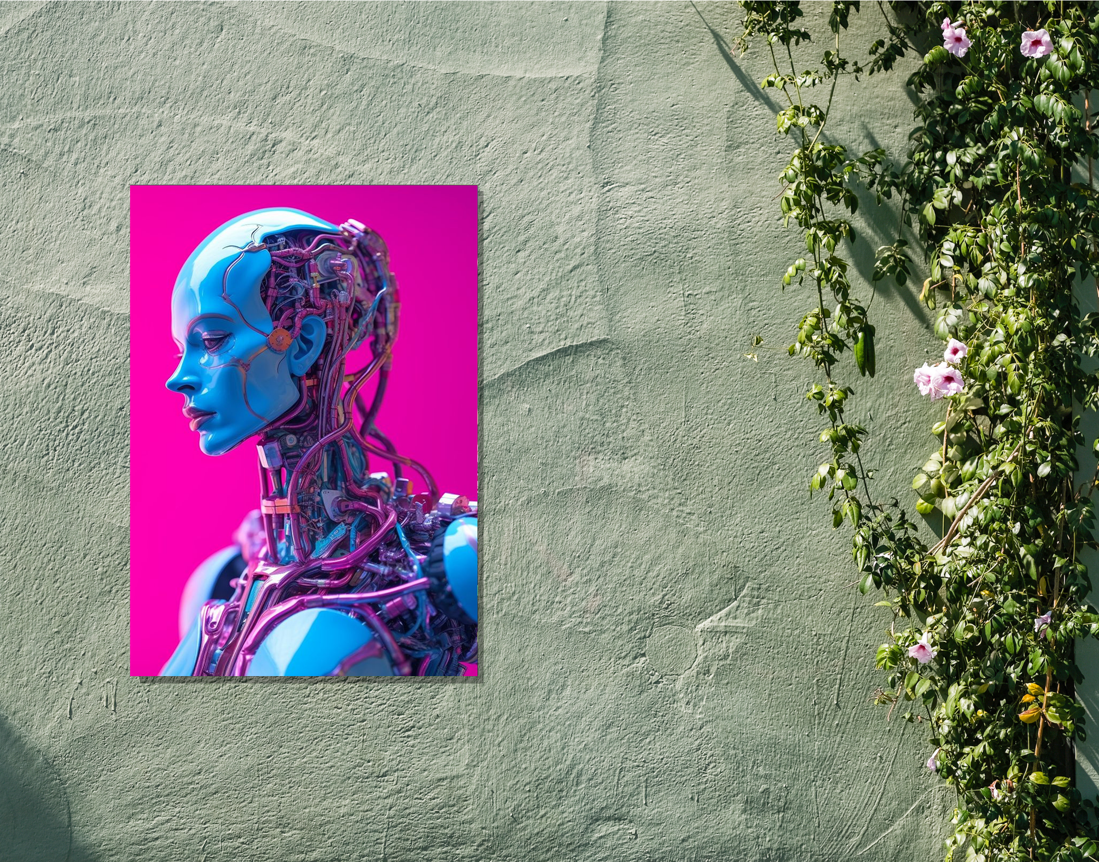 "AI Robot version women"- Shiny & Sturdy Metallic Poster Art That Pops & Sticks