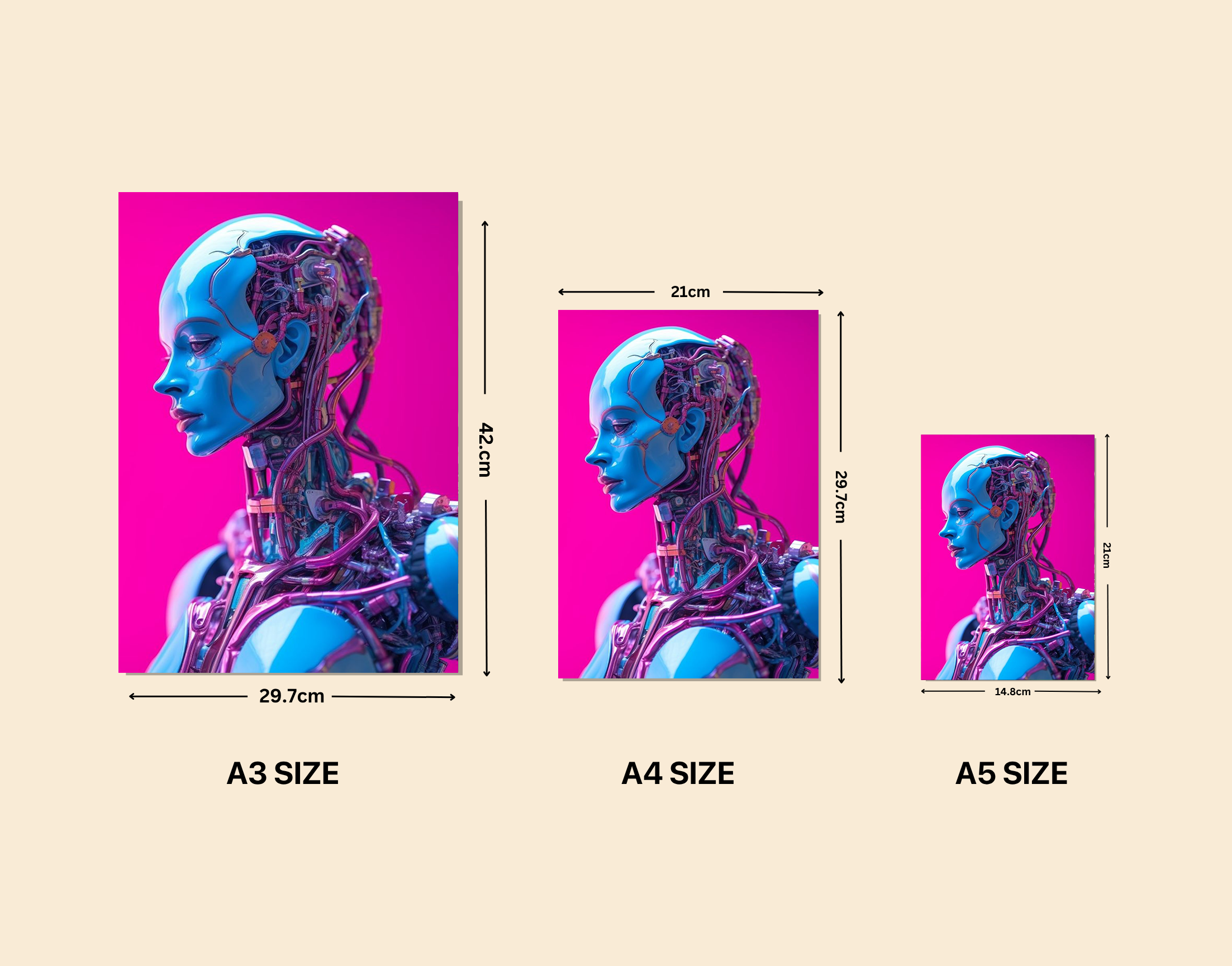 "AI Robot version women"- Shiny & Sturdy Metallic Poster Art That Pops & Sticks