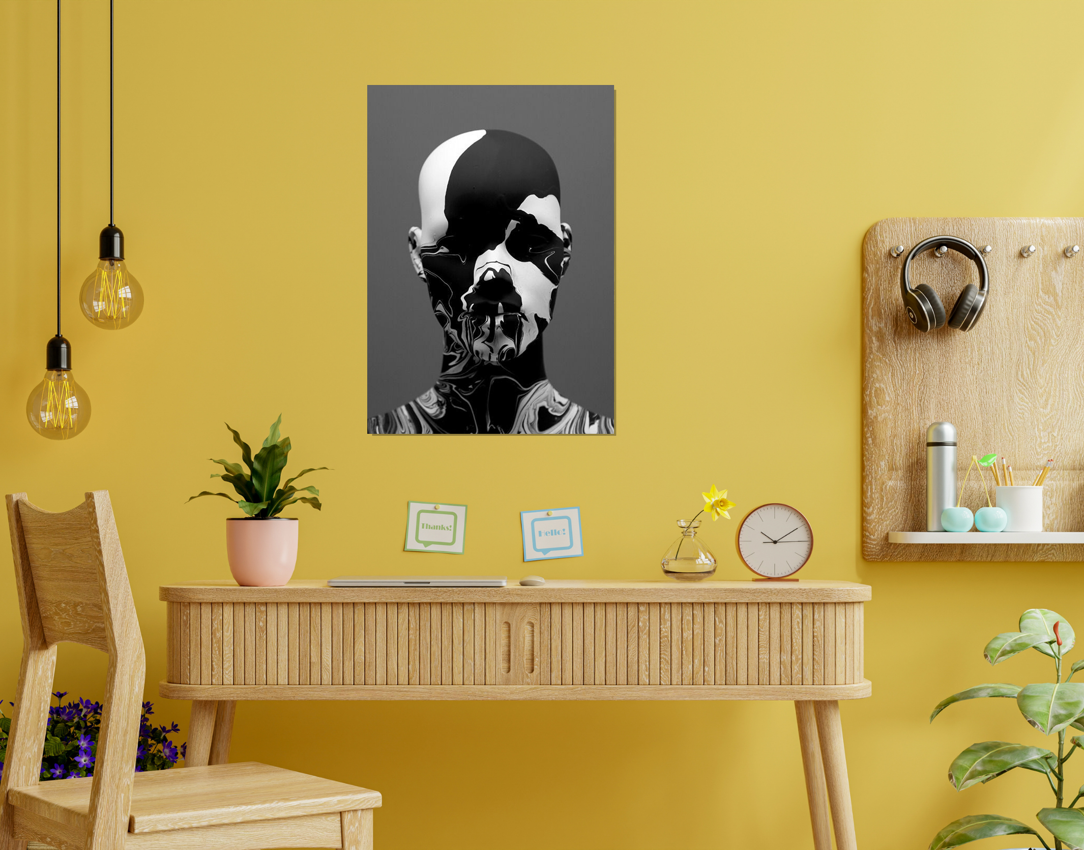 "I AM ROBOT-Black And White"- Shiny & Sturdy Metallic Poster Art That Pops & Sticks