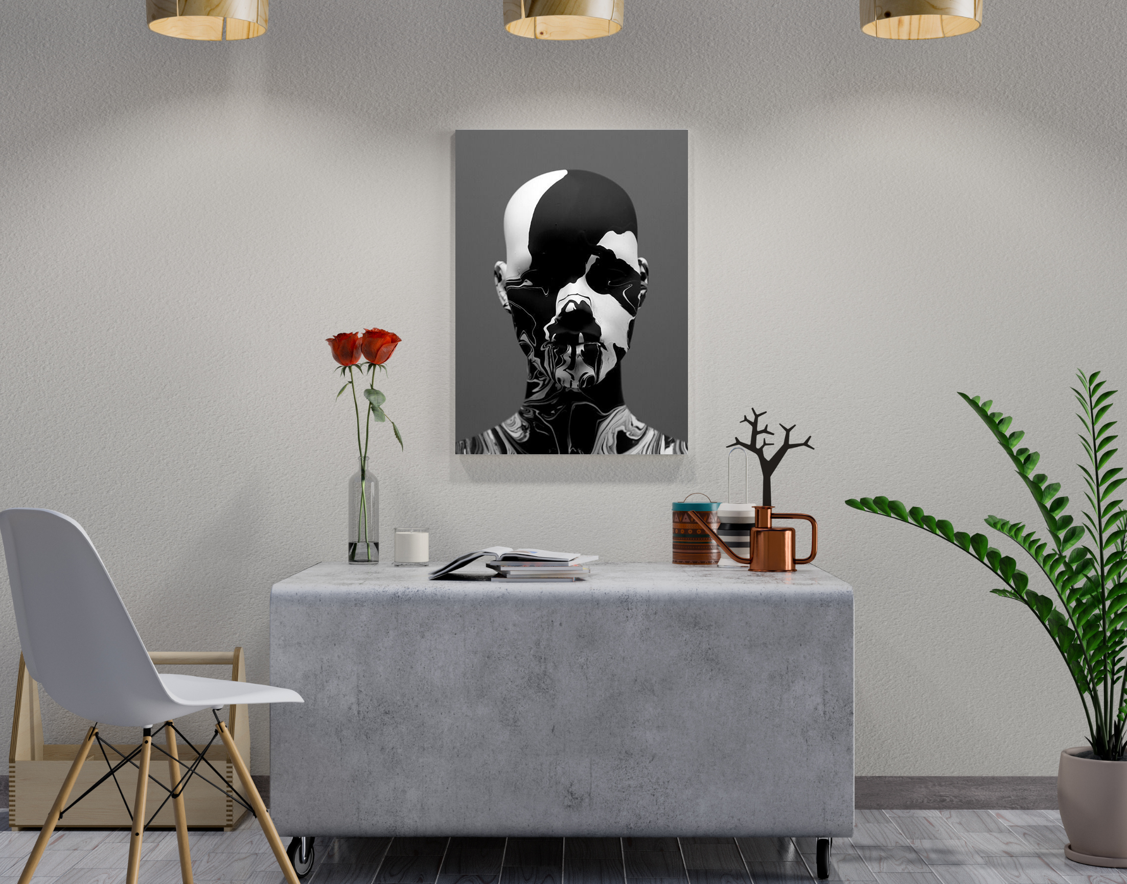 "I AM ROBOT-Black And White"- Shiny & Sturdy Metallic Poster Art That Pops & Sticks