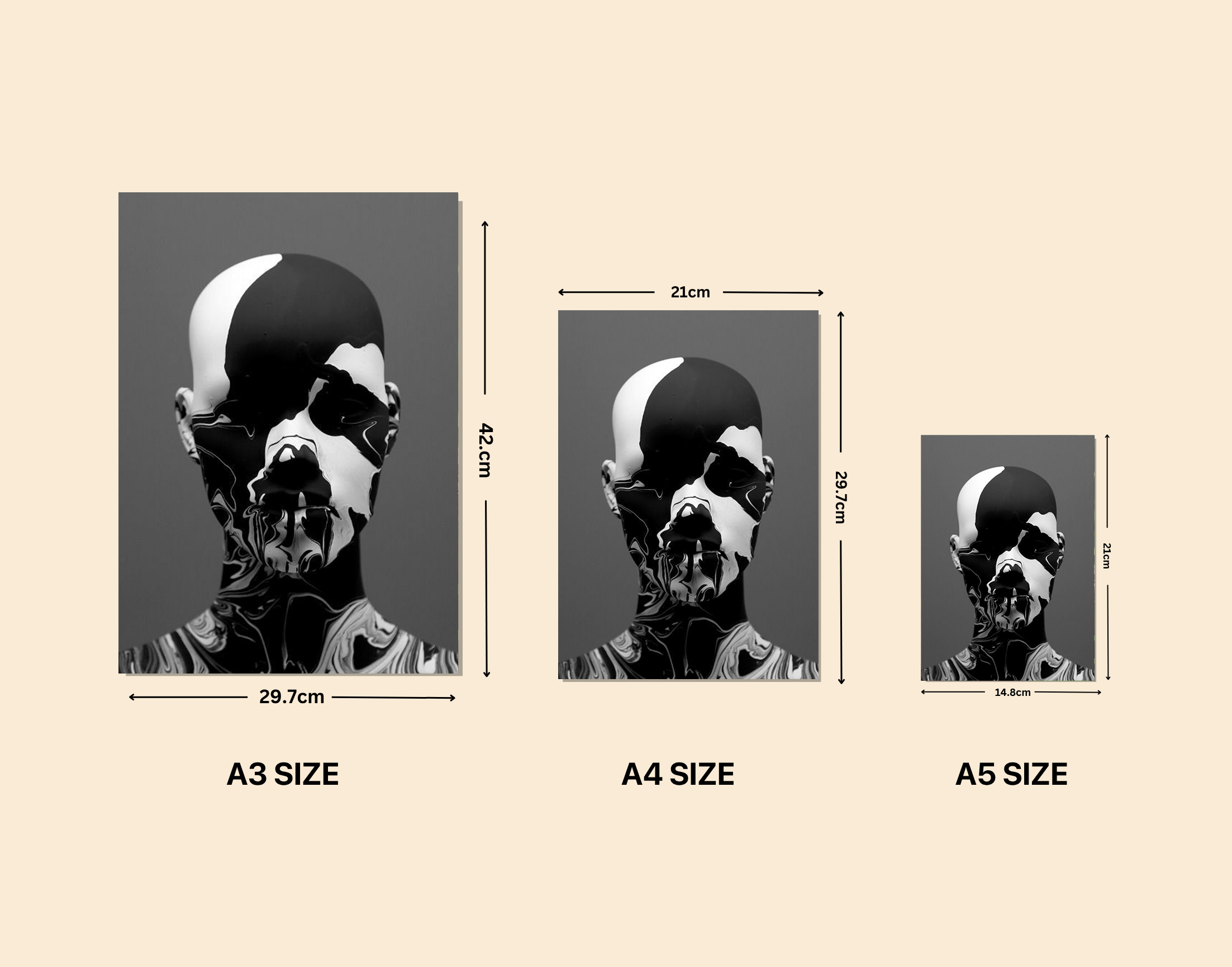 "I AM ROBOT-Black And White"- Shiny & Sturdy Metallic Poster Art That Pops & Sticks